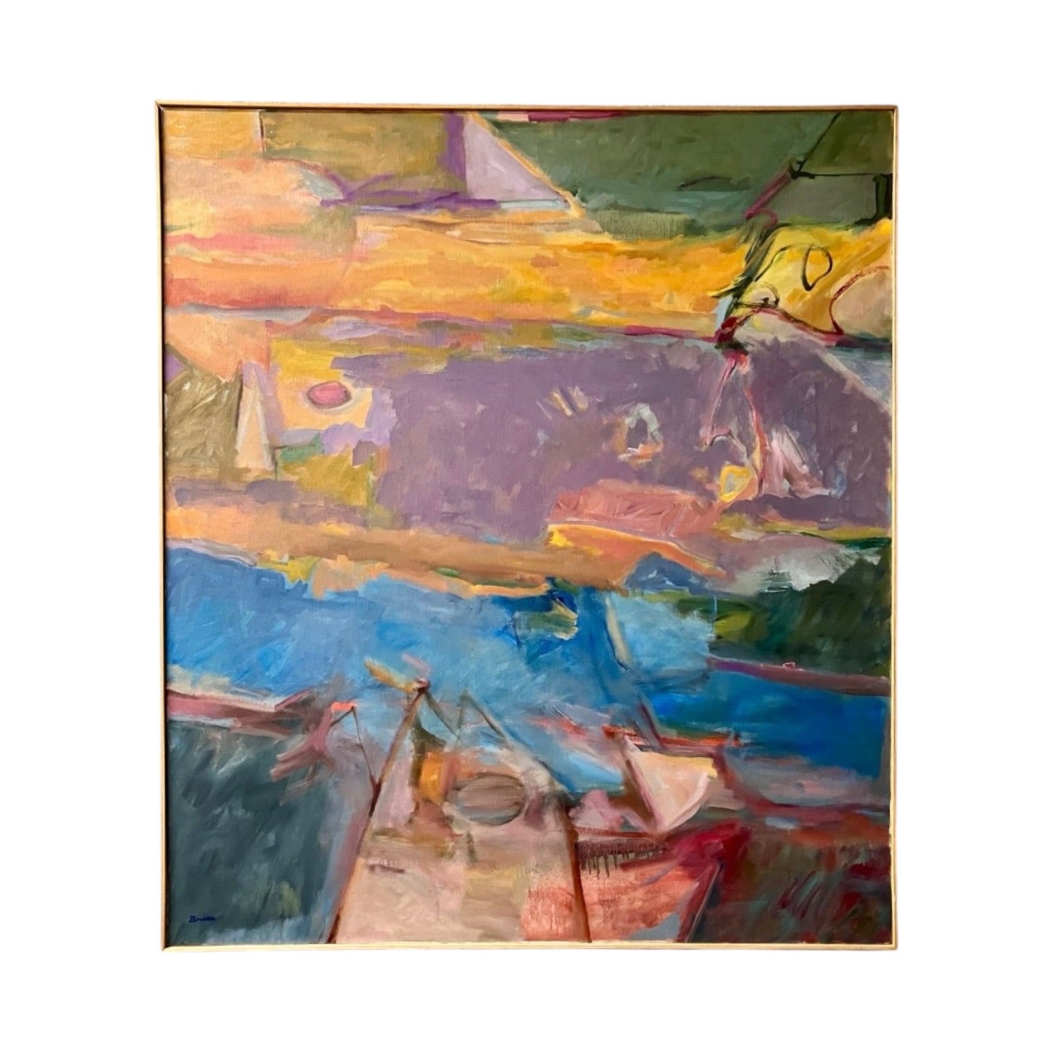 Abstract Expressionist Abstract Oil Painting in Jewel Tones