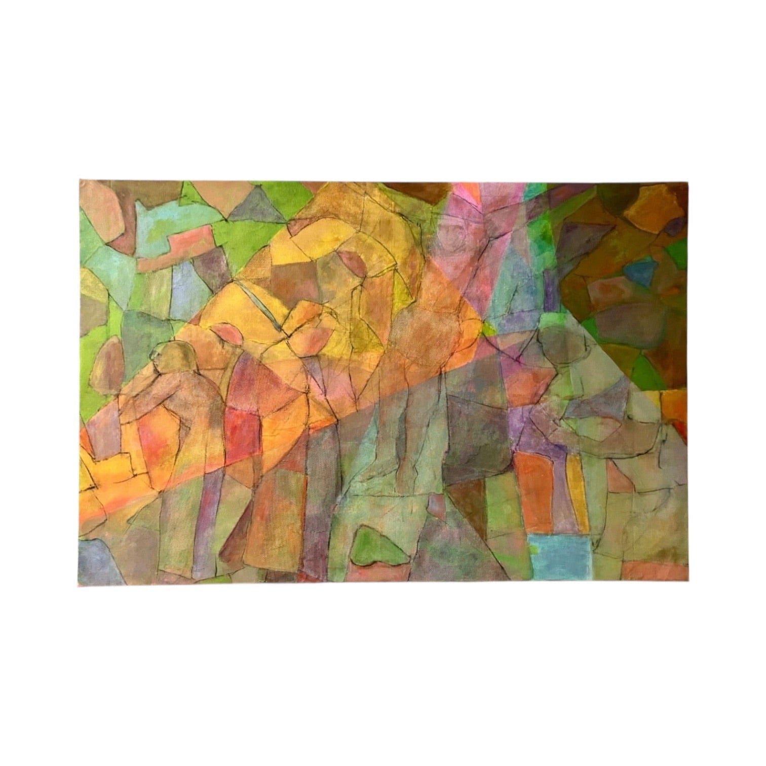Monumental Abstract Expressionist Figurative Geometric Painting