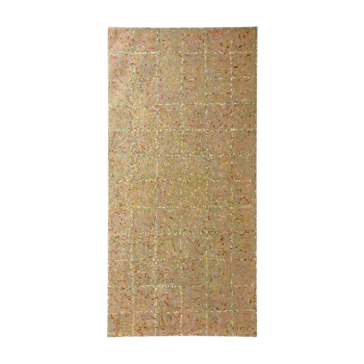 Monumental Colorfield Pattern Painting in Ochre and Tan
