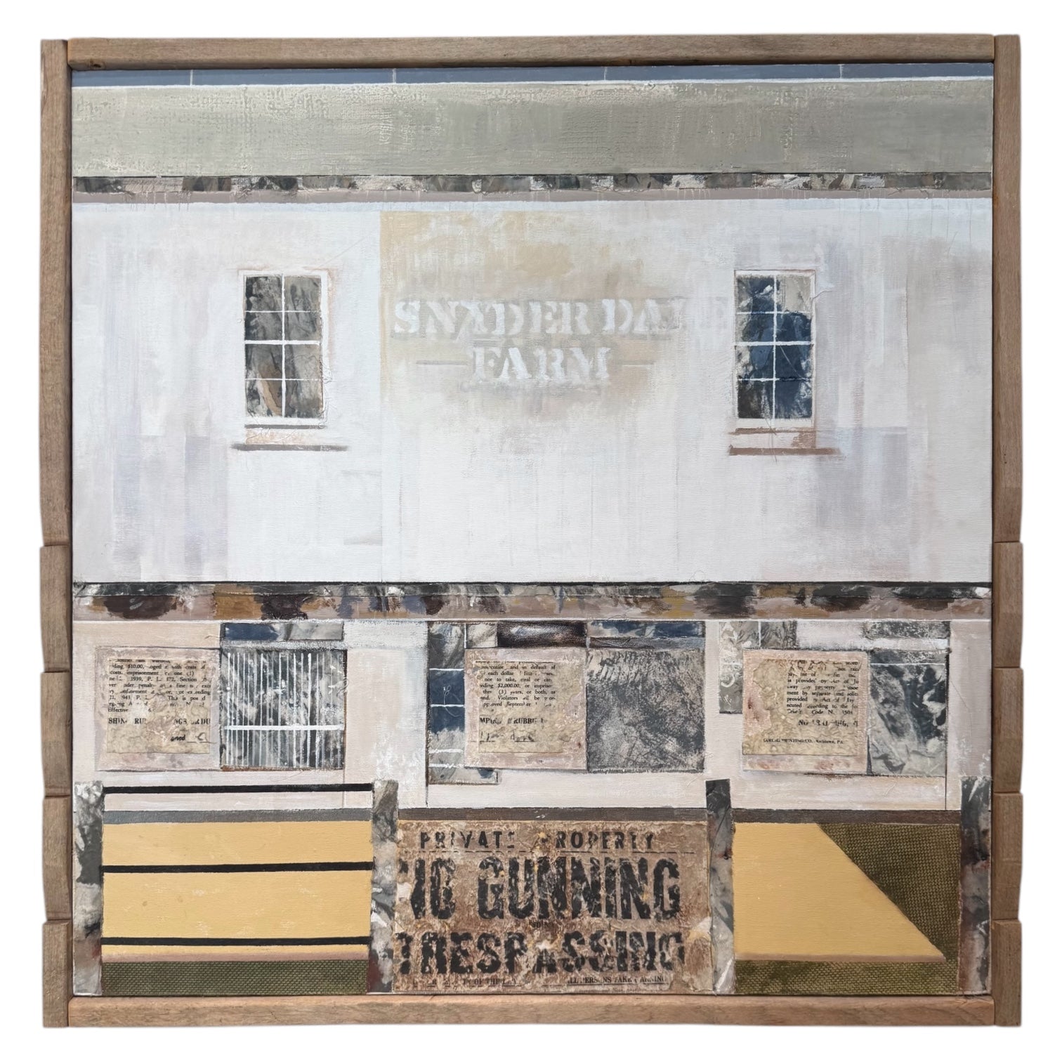Mixed Media Oil Painting in Original Frame Manner of Jasper Johns