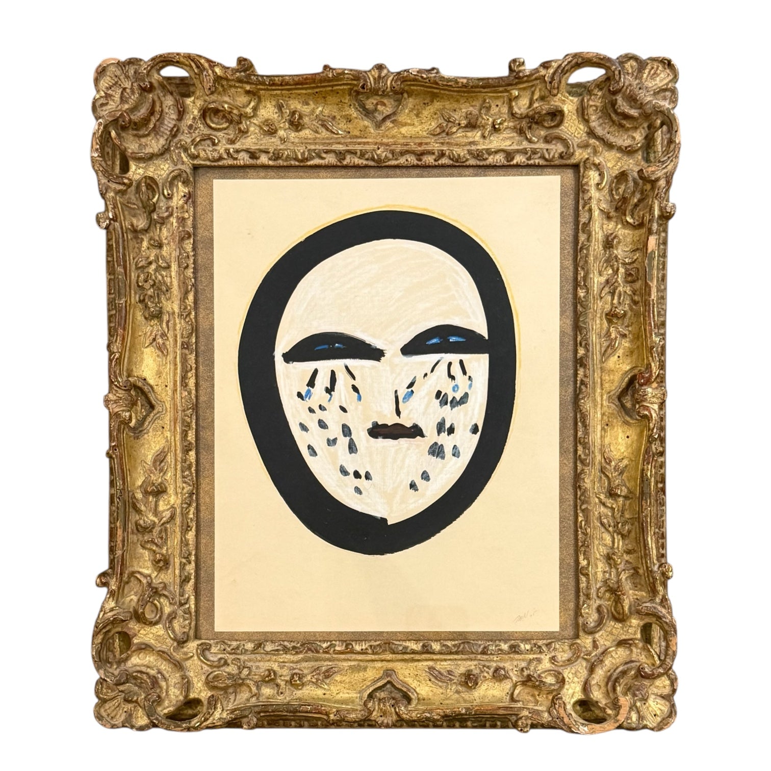 1975 Minimalist Portrait in Ornate Antique French Frame