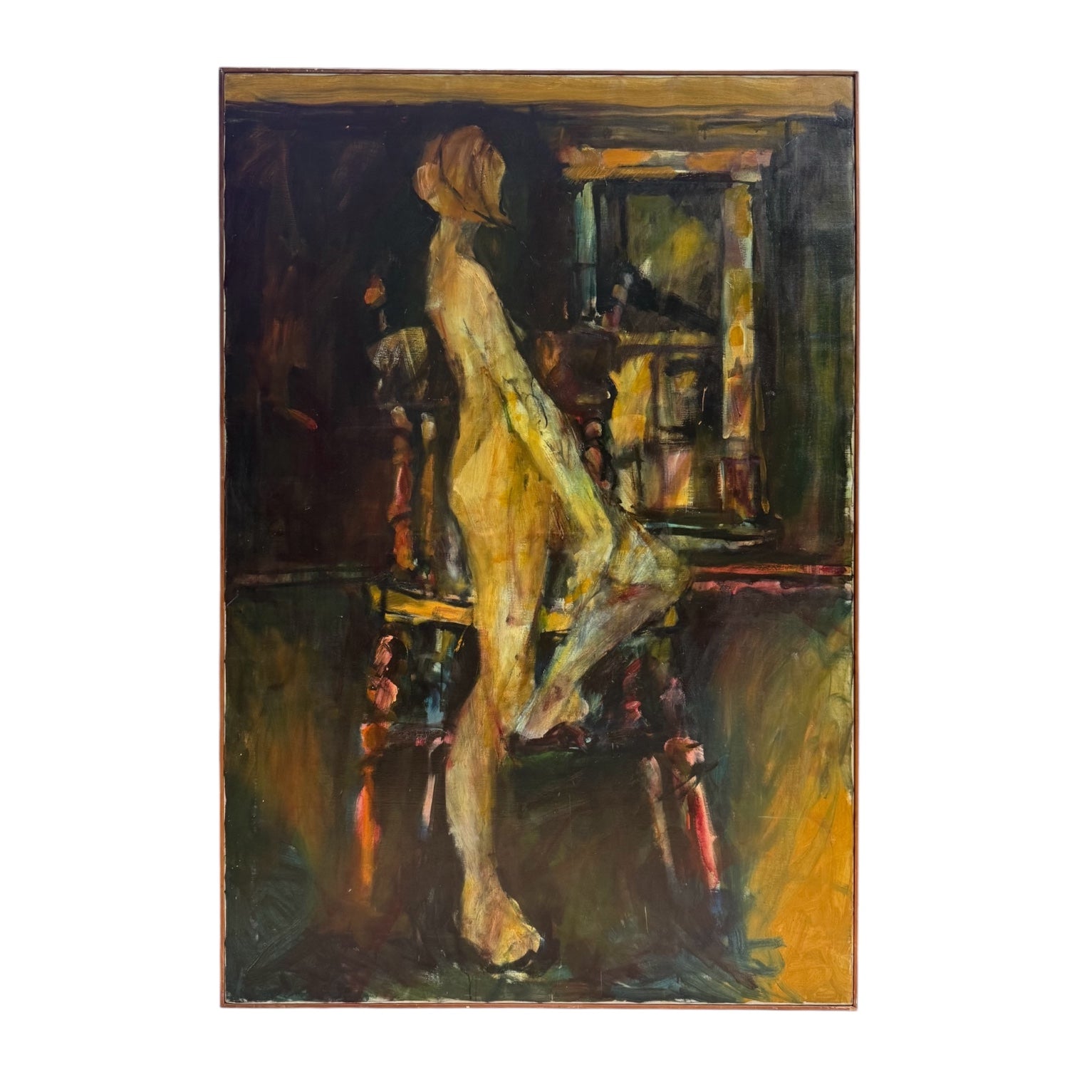 Monumental Early Standing Figure Oil on Canvas