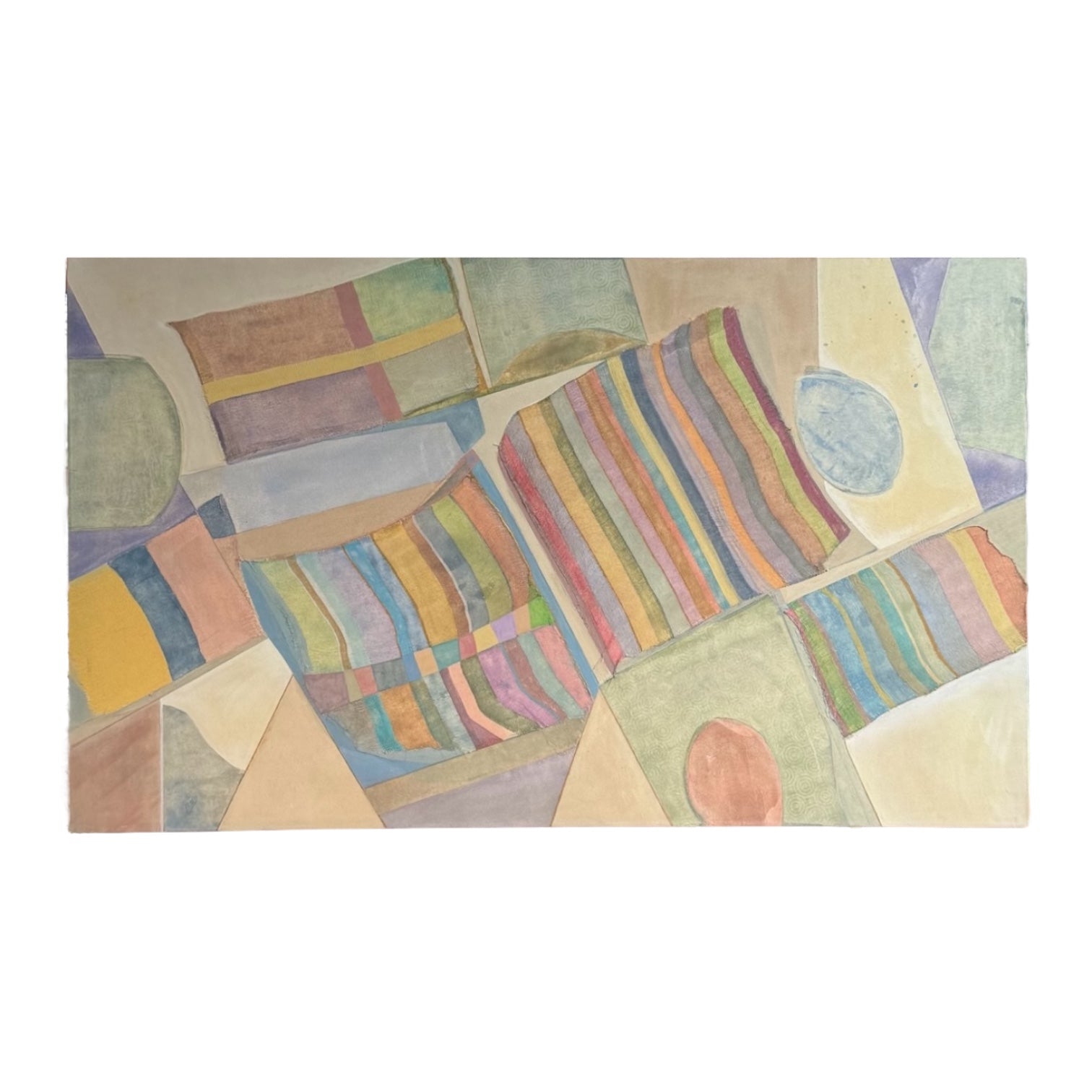 Oversized Graphic Abstract Painting in Pale Pastel Colors