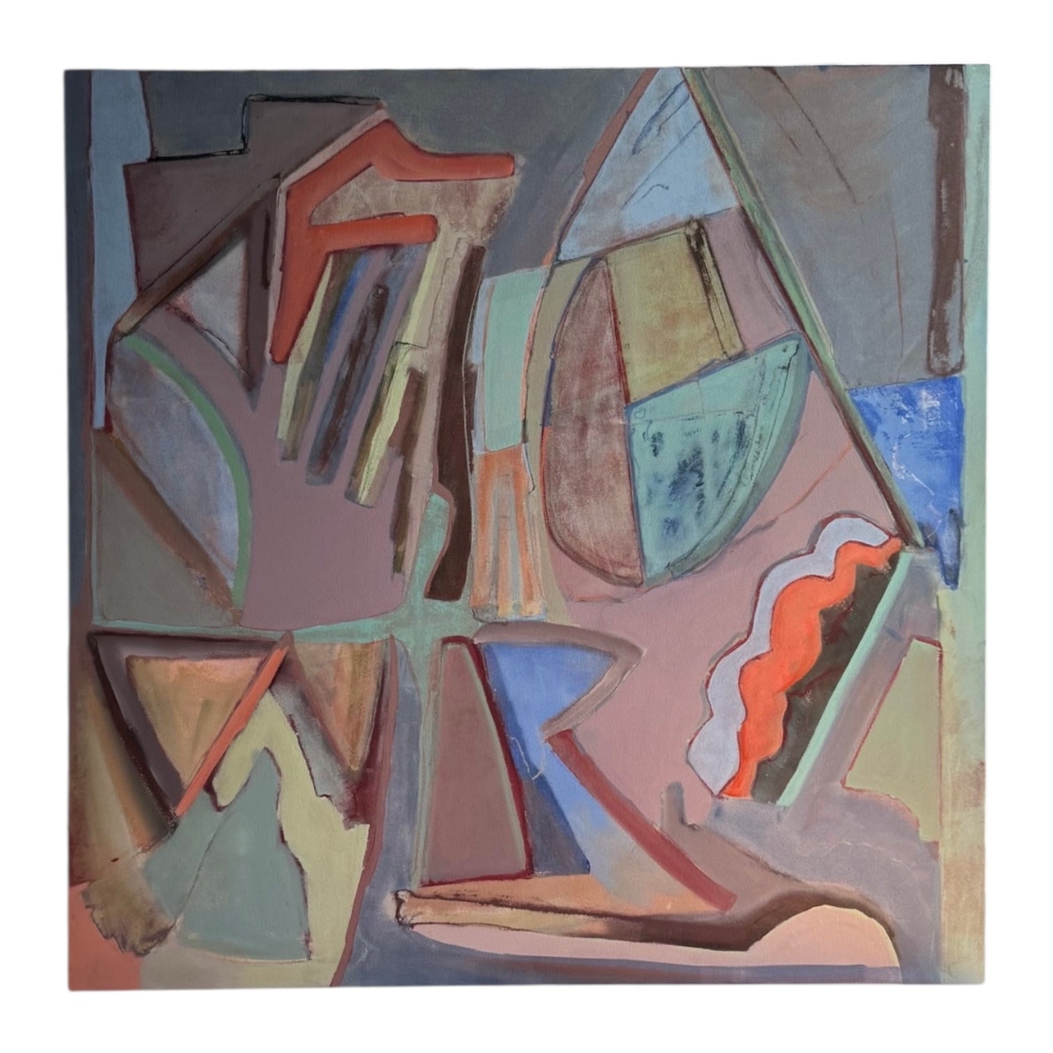 Oversized Abstract Expressionist Painting in  Lavender with Bright Accents