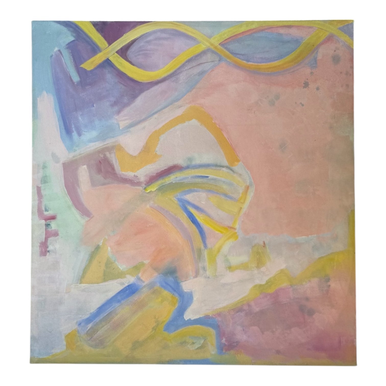 Abstract Expressionist Painting in Pinks Yellows and Blues