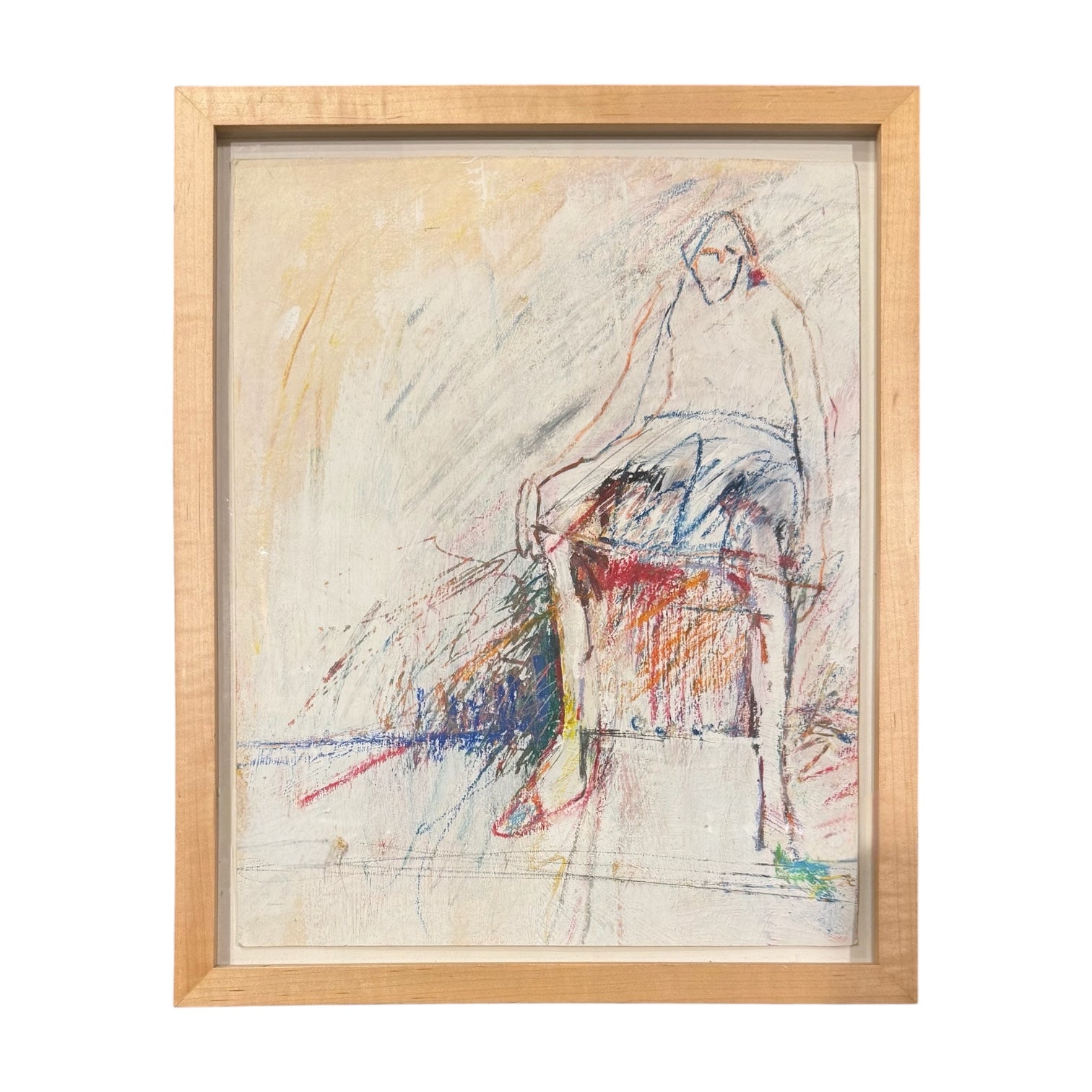 Active Gestural Drawing of Seated Figure in Original Frame