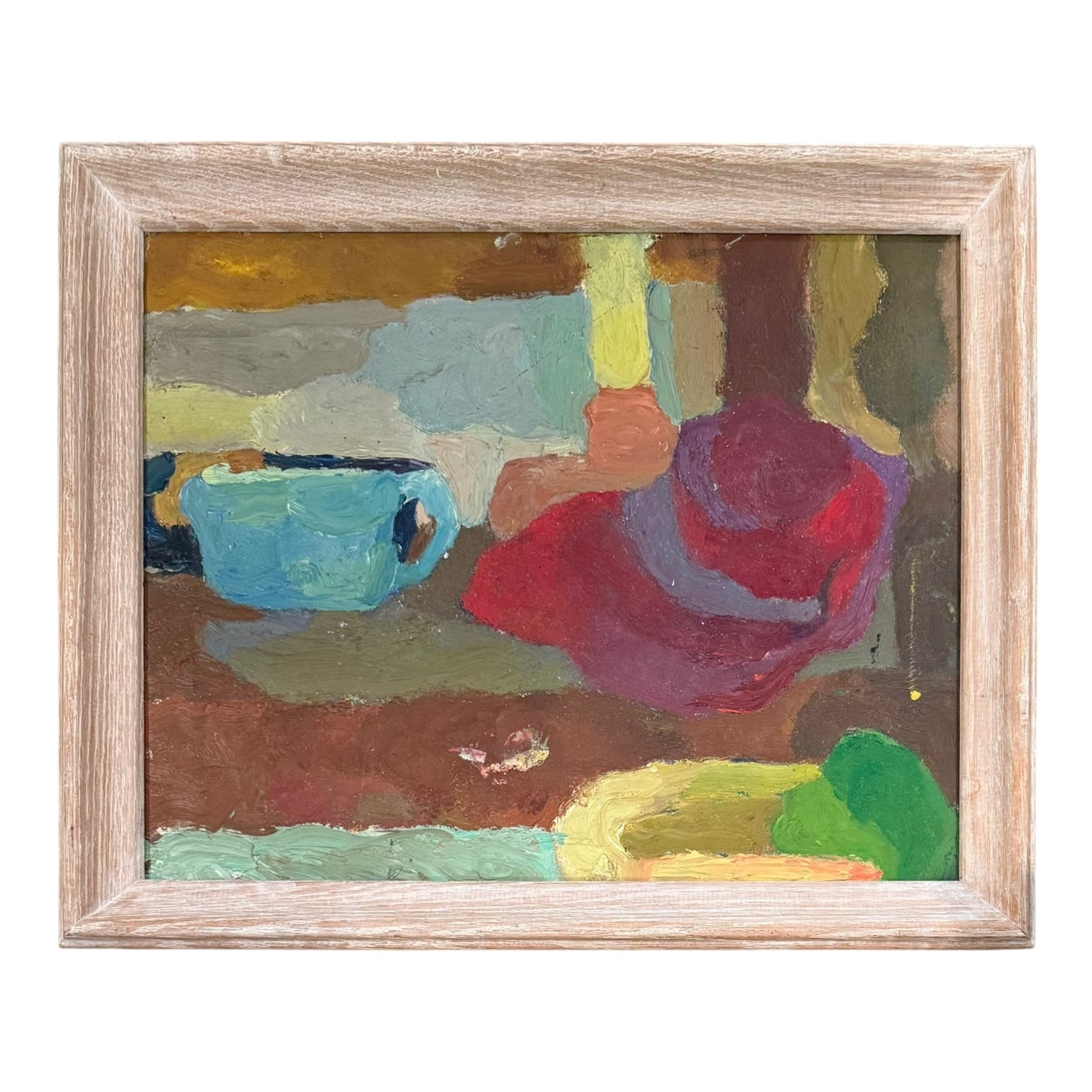 Still Life Oil Painting with Heavy Impasto in Vintage Wood Frame