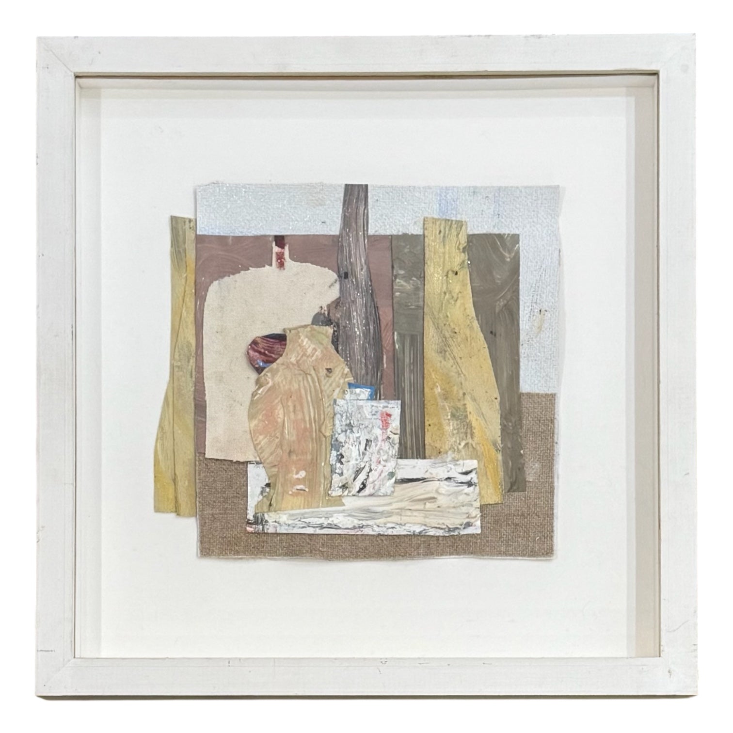 1995 Mixed Media Collage in Original White Frame