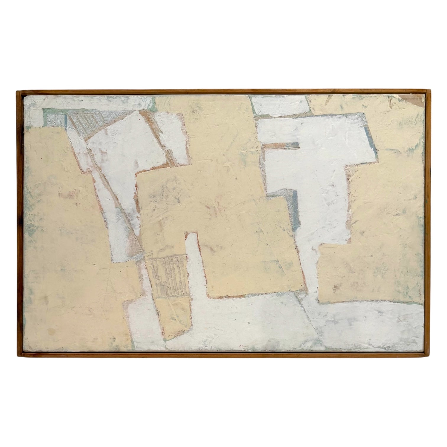 1999 Mixed Media Painting in Palest Nudes in Original Lathe Frame