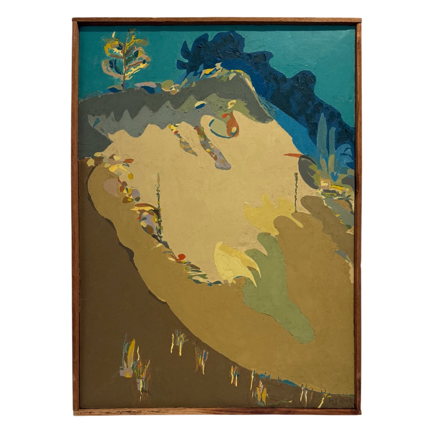 1979 Abstract Landscape Oil Painting in Original Lathe Frame