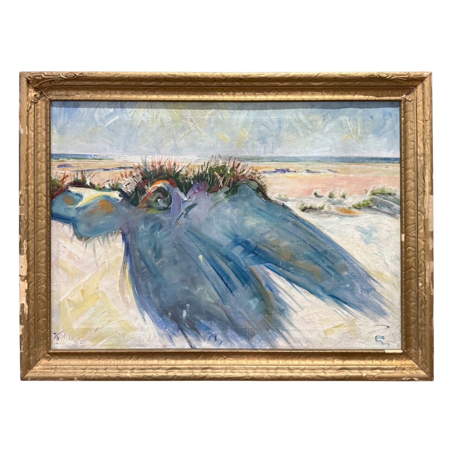 1933 Landscape of Sand Dunes in Original Antique Frame