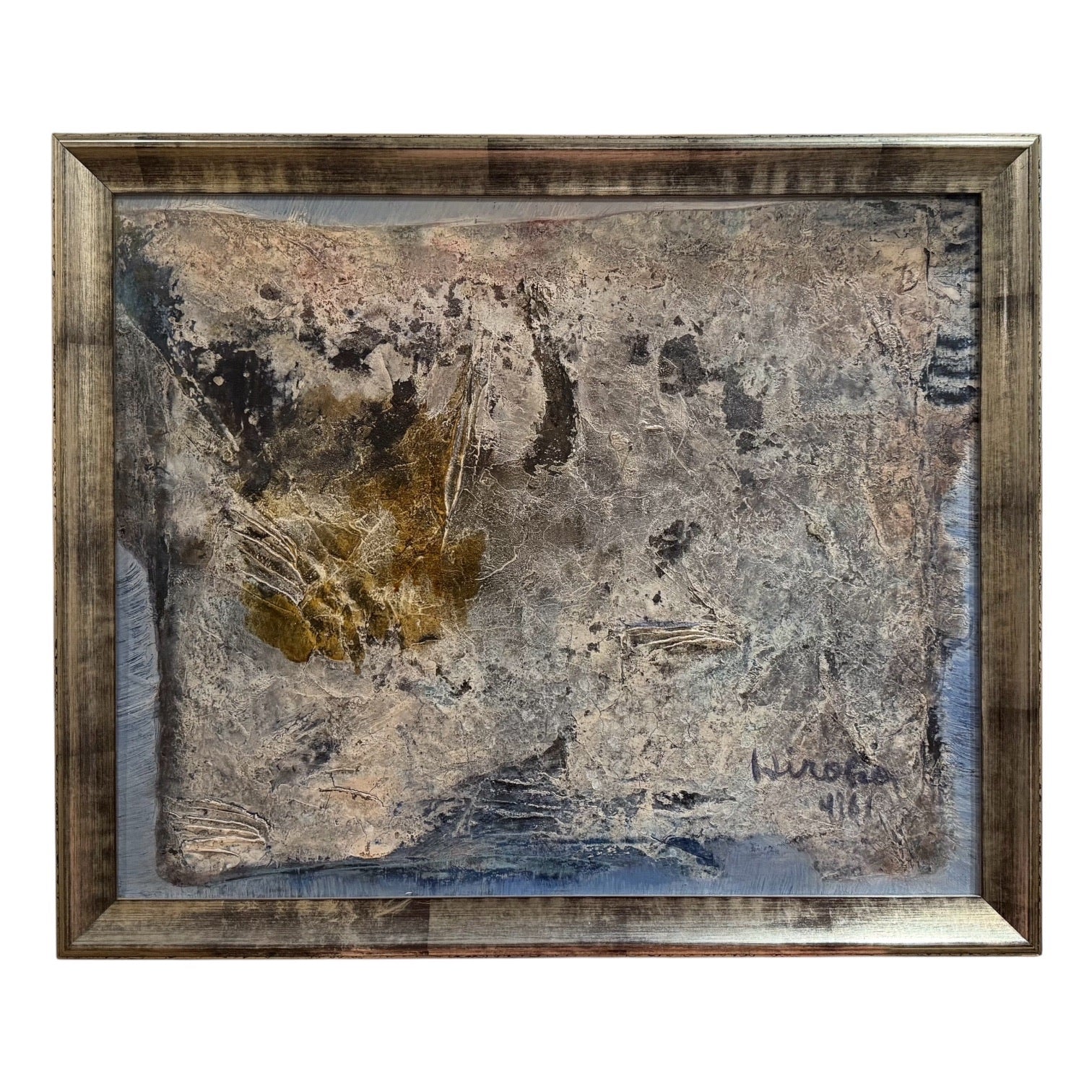 1961 Minimalist Colorfield Painting with Heavy Impasto in the Manner of Jean Dubuffet