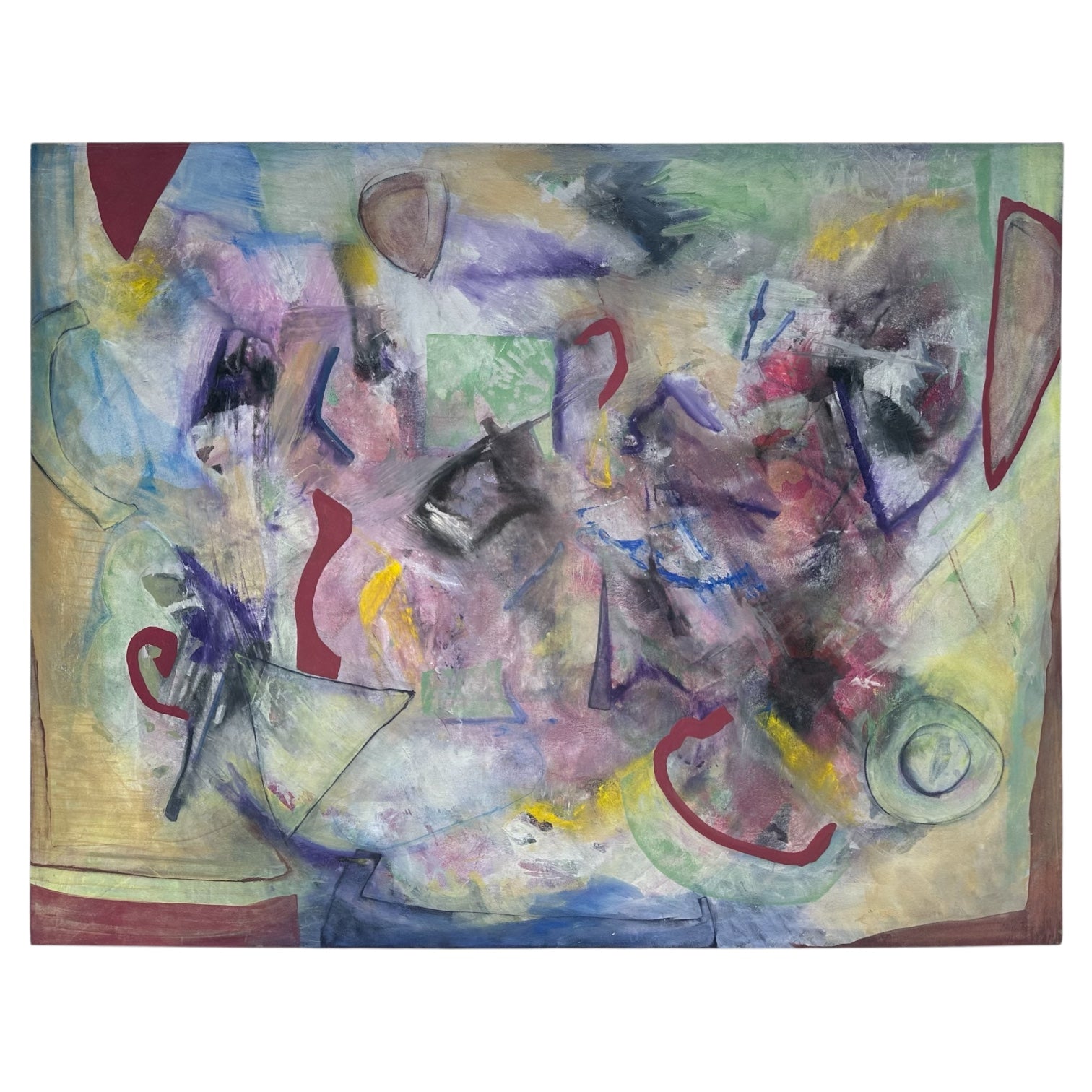 Monumental Abstract Expressionist Painting with Energetic Mark-Making