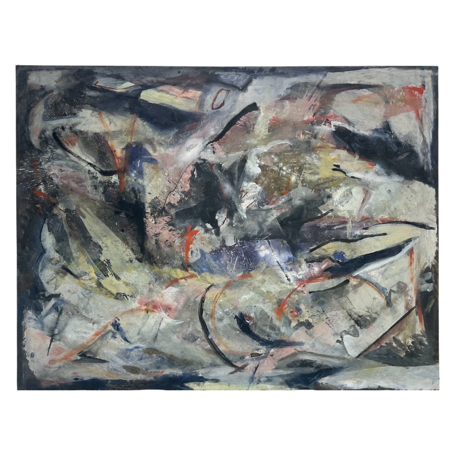 Monumental Abstract Expressionist Painting with Energetic Brushwork