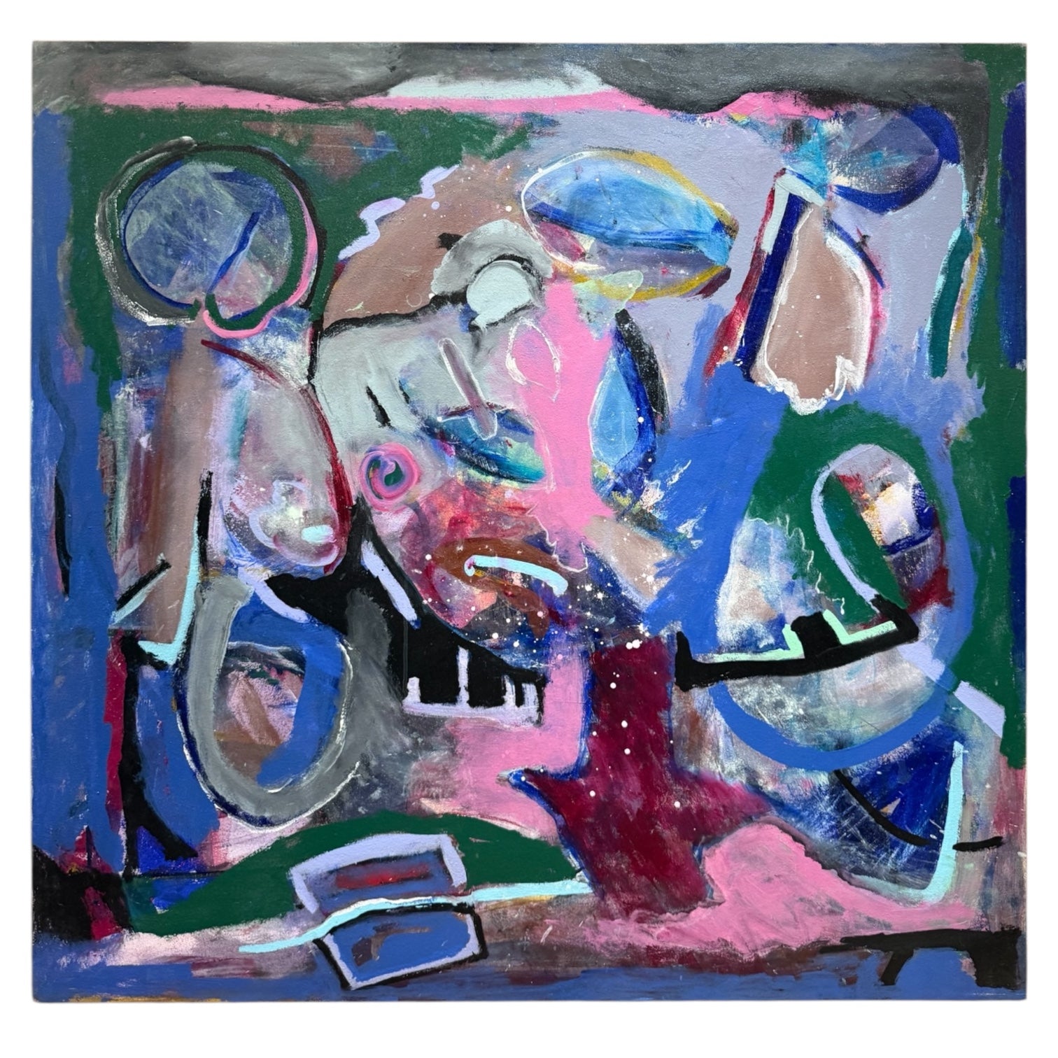 Bold Abstract Expressionist Painting with Gestural Brushwork