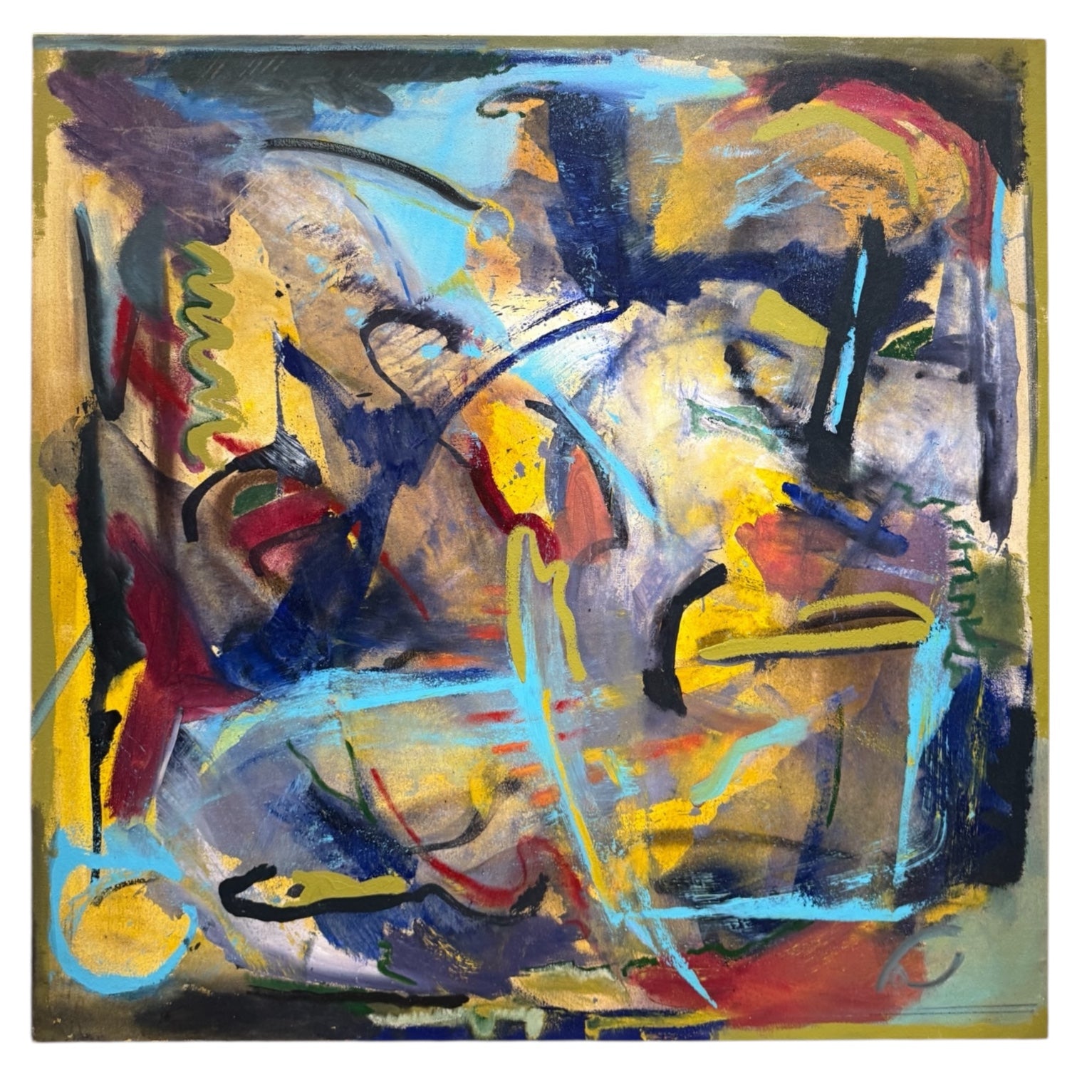 Energetic Abstract Expressionist Painting in Vibrant Coloration