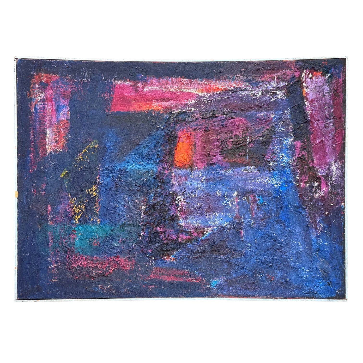 1969 Abstract Painting with Heavy Impasto in Original Lathe Frame