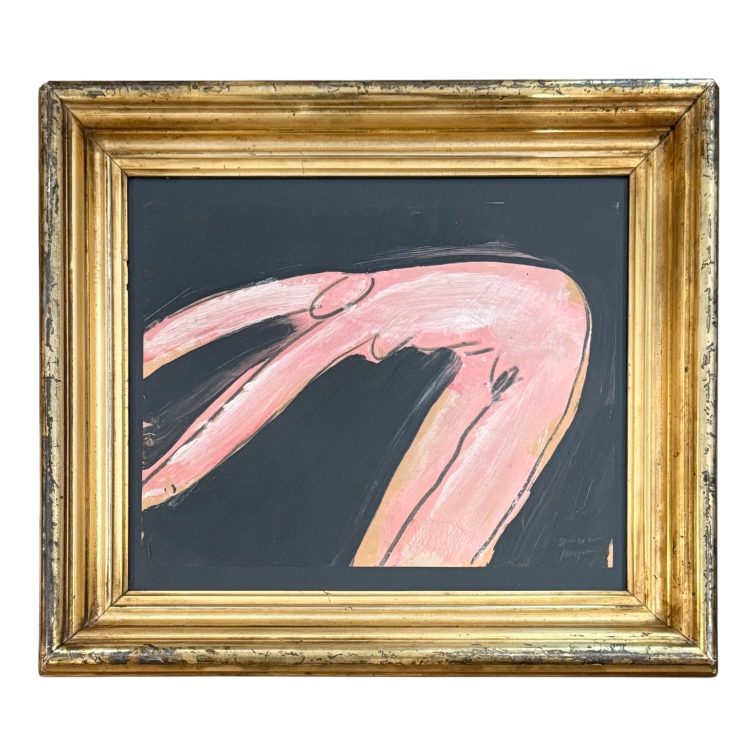 1962 Figurative Oil Painting in 19th Century Gilt Frame