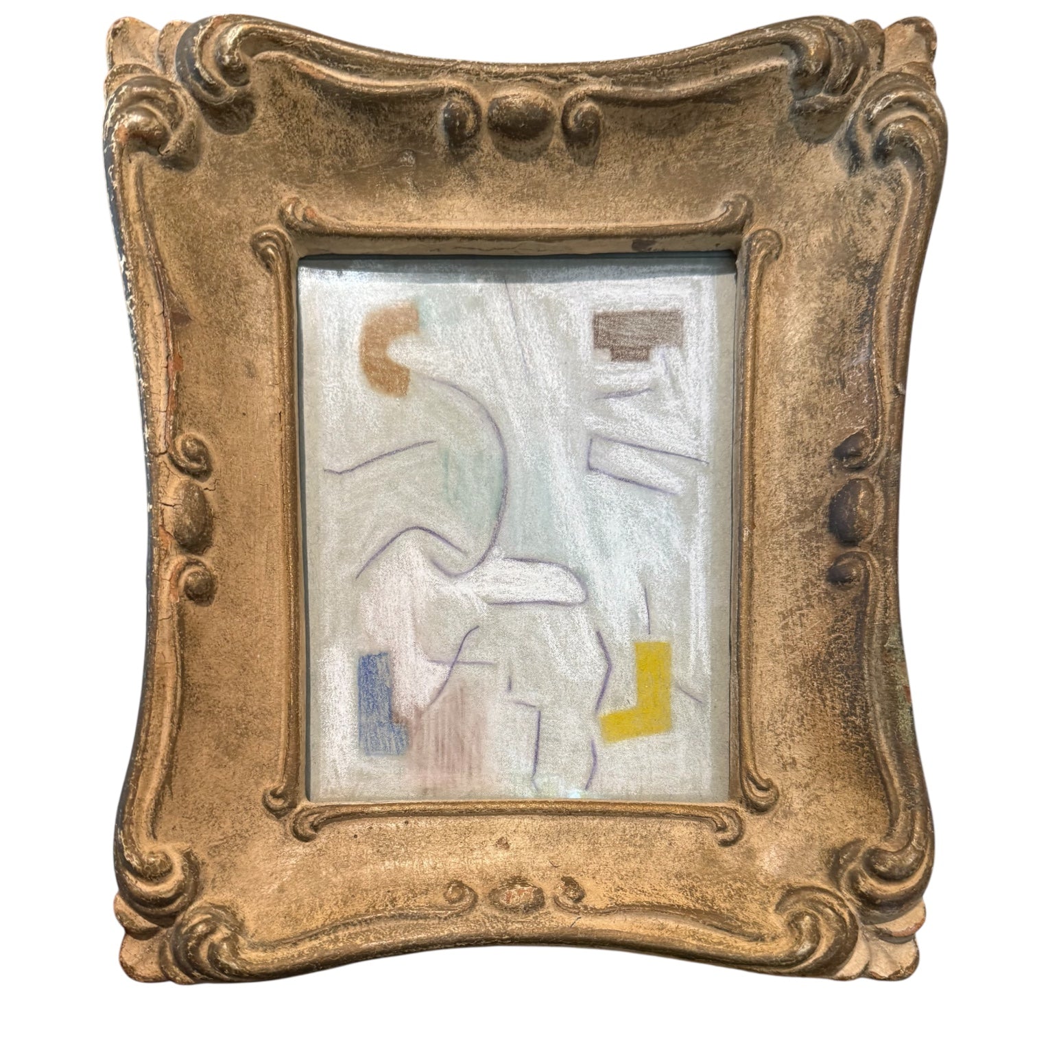 Mixed Media Drawing in Antique French Frame