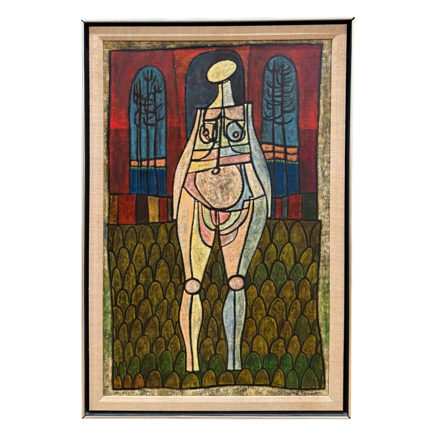 1975 Figurative Oil on Canvas in Vintage Frame (2)