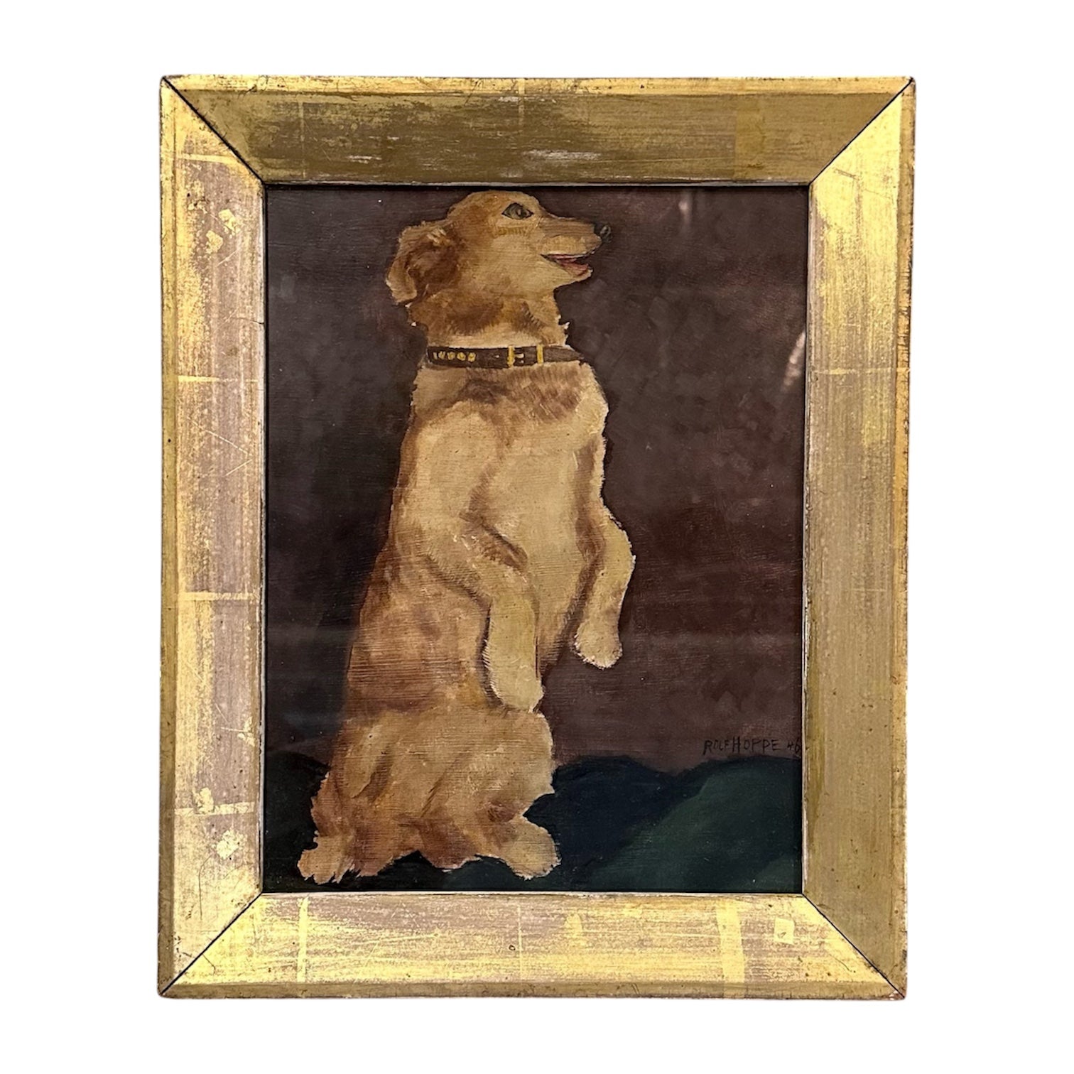 1946 Portrait of Dog in 19th Century Gilt Frame