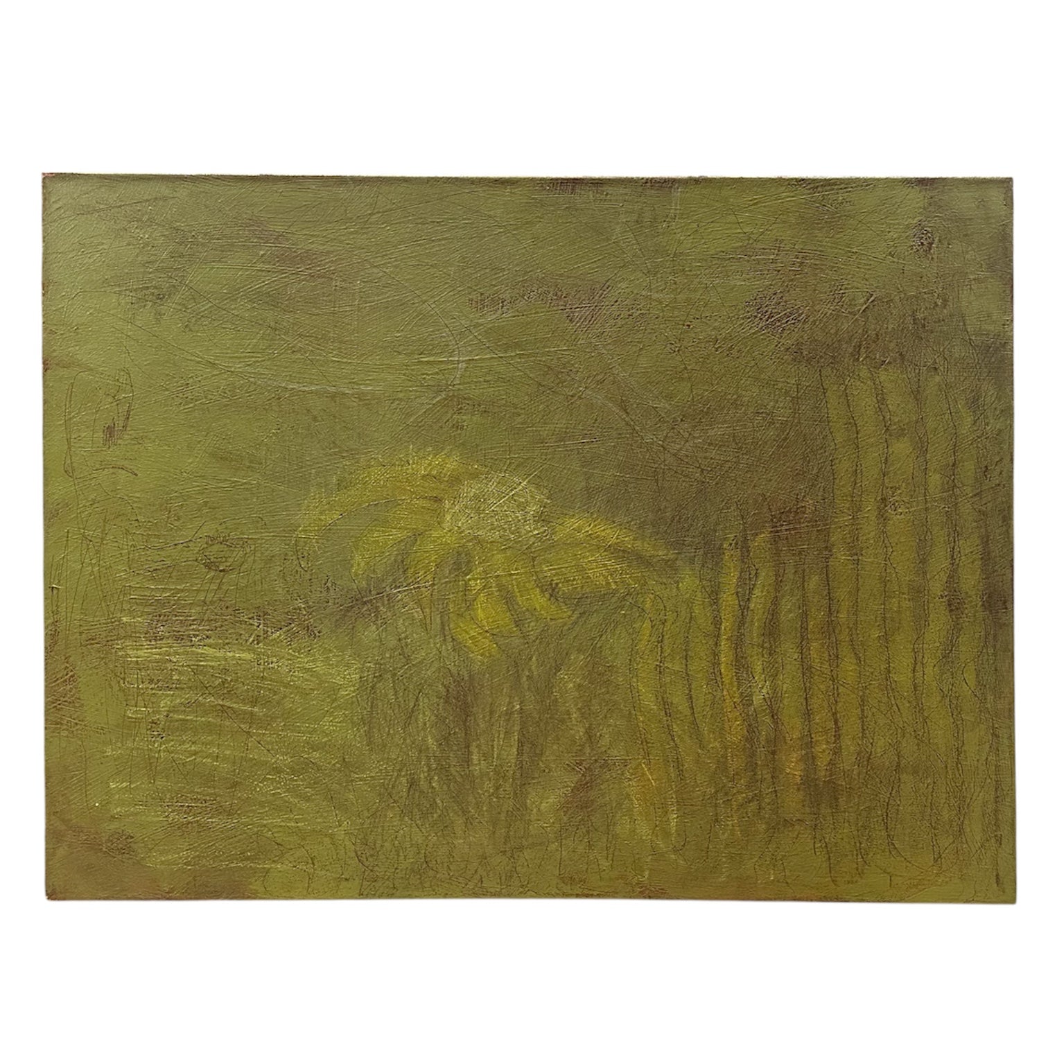 Minimalist Colorfield Painting in Bright Olive