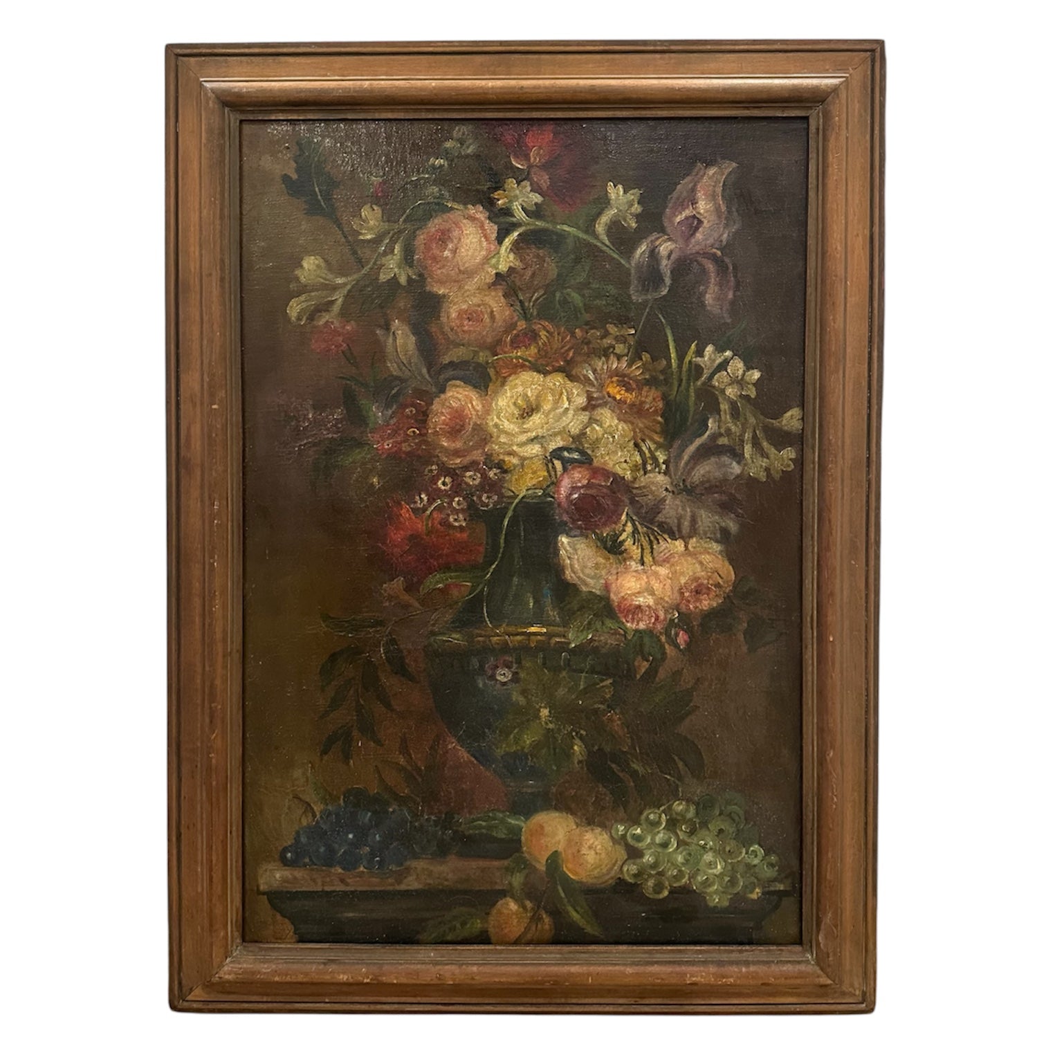 Botanical Still Life in Style of Dutch Master Paintings in Original Vintage Frame