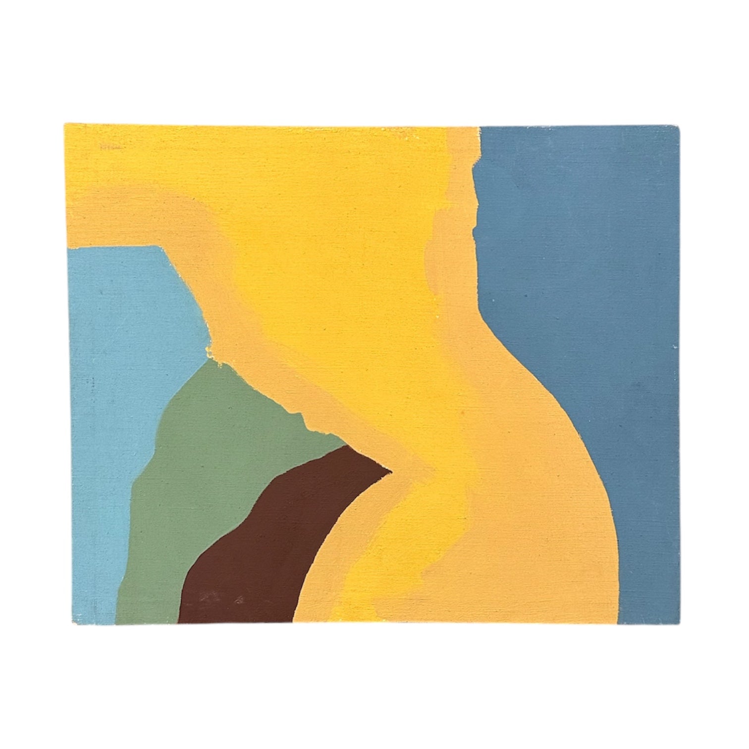1969 Bold Abstract in Yellow Blue Green and Brown
