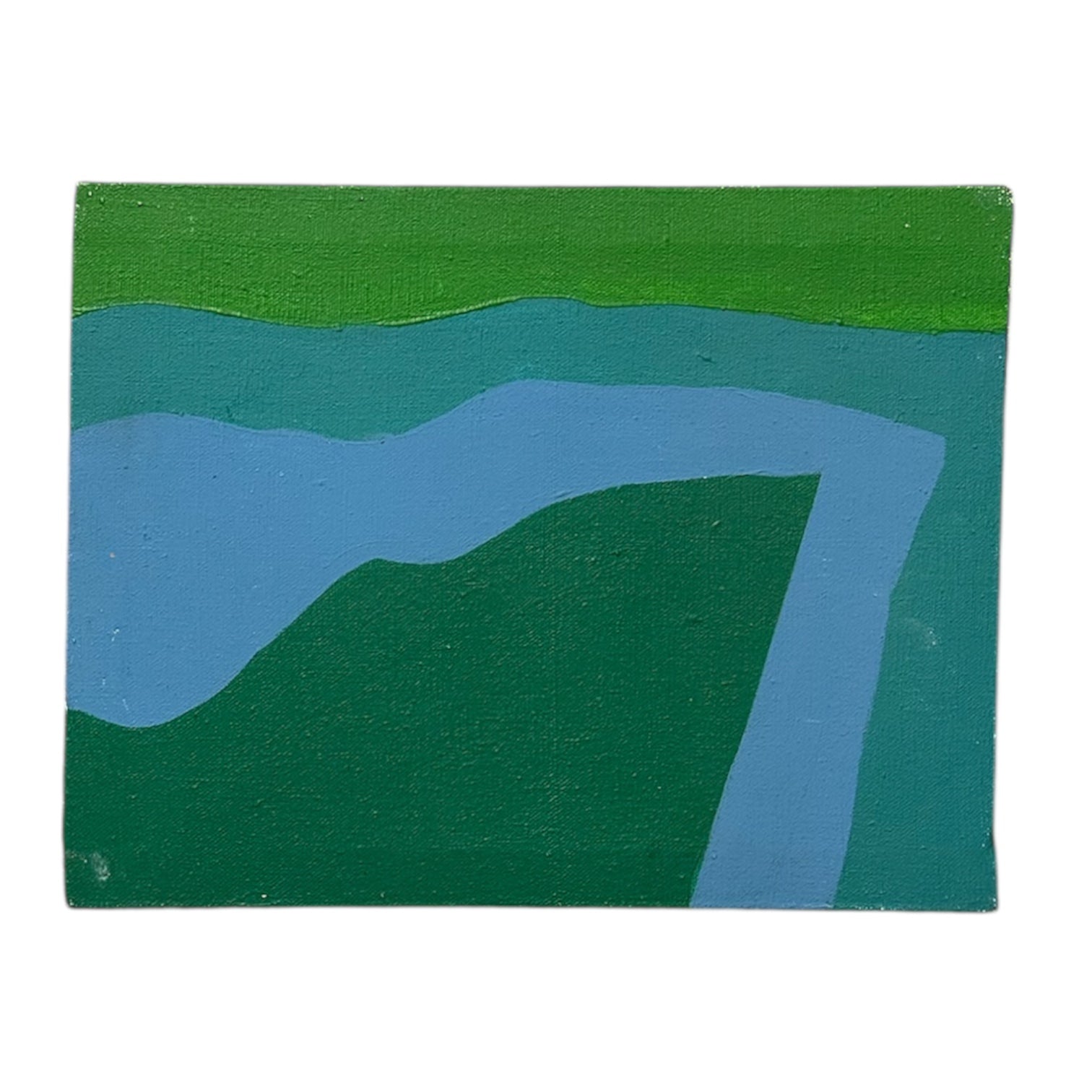 1969 Bold Abstract in Shades of Green and Blue