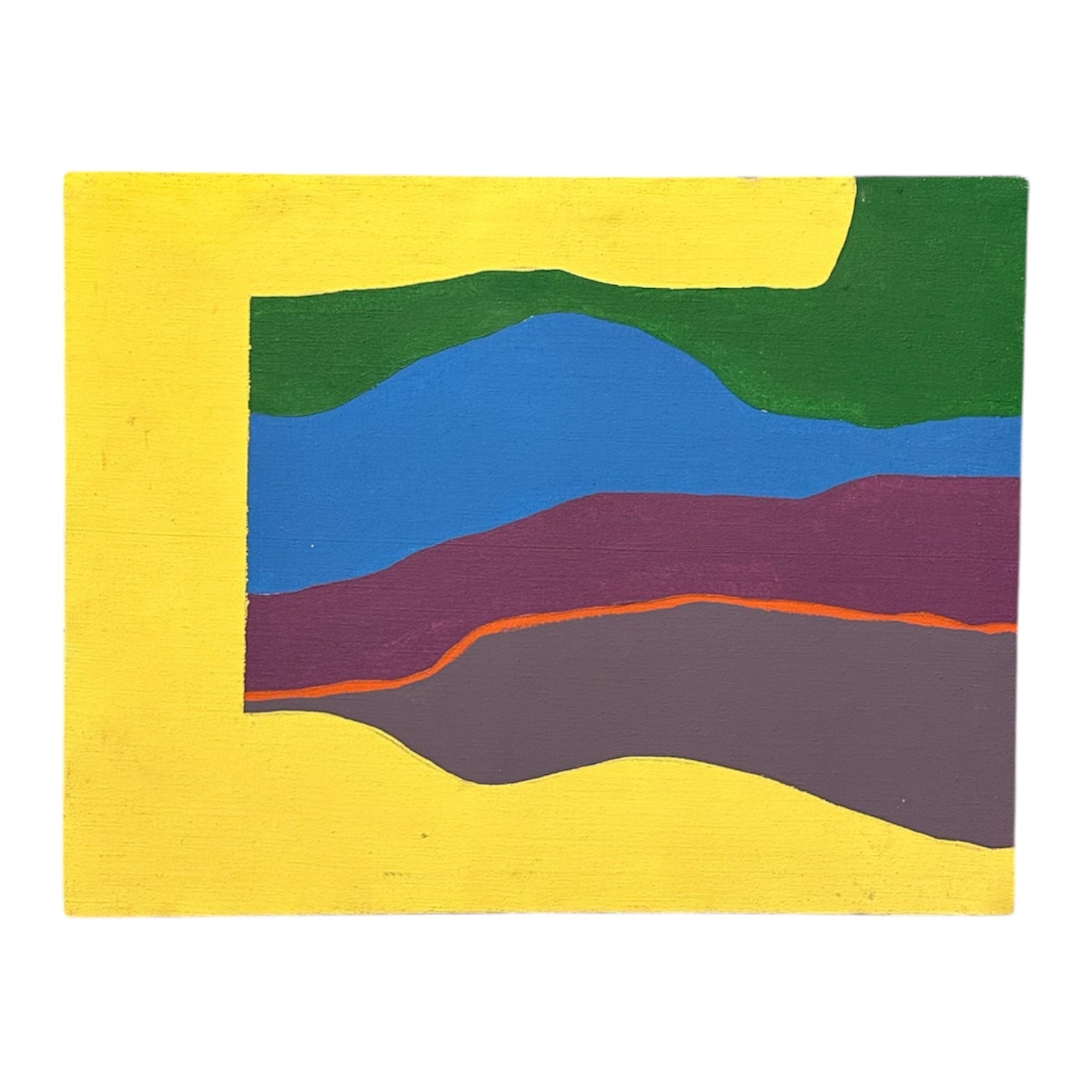 1969 Bold Abstract in Yellow Green Blue Purple Orange and Gray