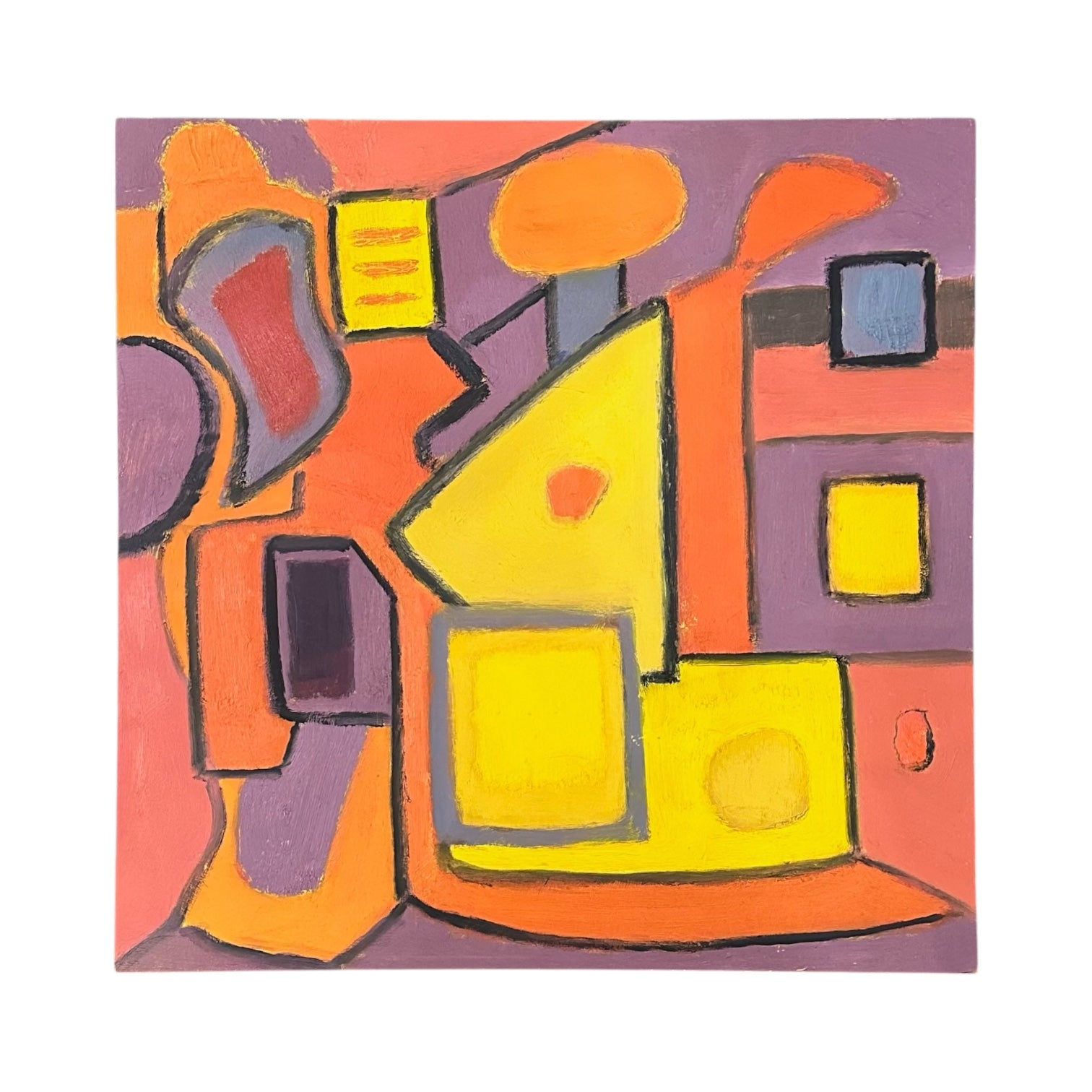 Energetic Impasto Abstract with Geometric Shapes