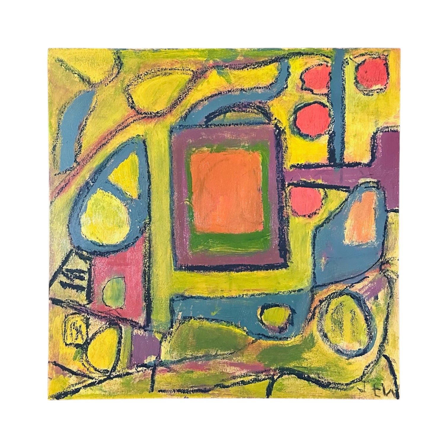 Energetic Abstract in Earth Tones with Geometric Shapes