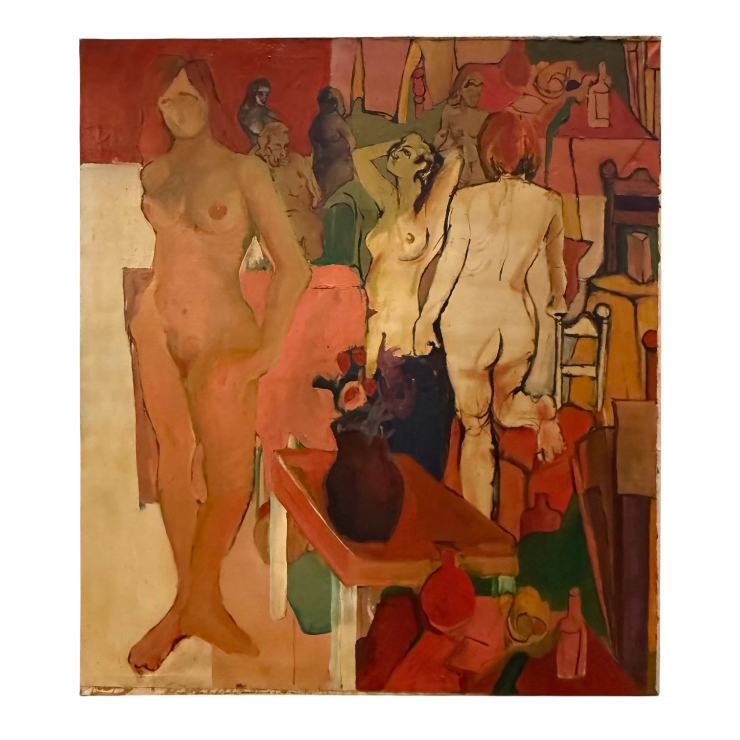 Oil Painting of Figures in Interior in Warm Tones