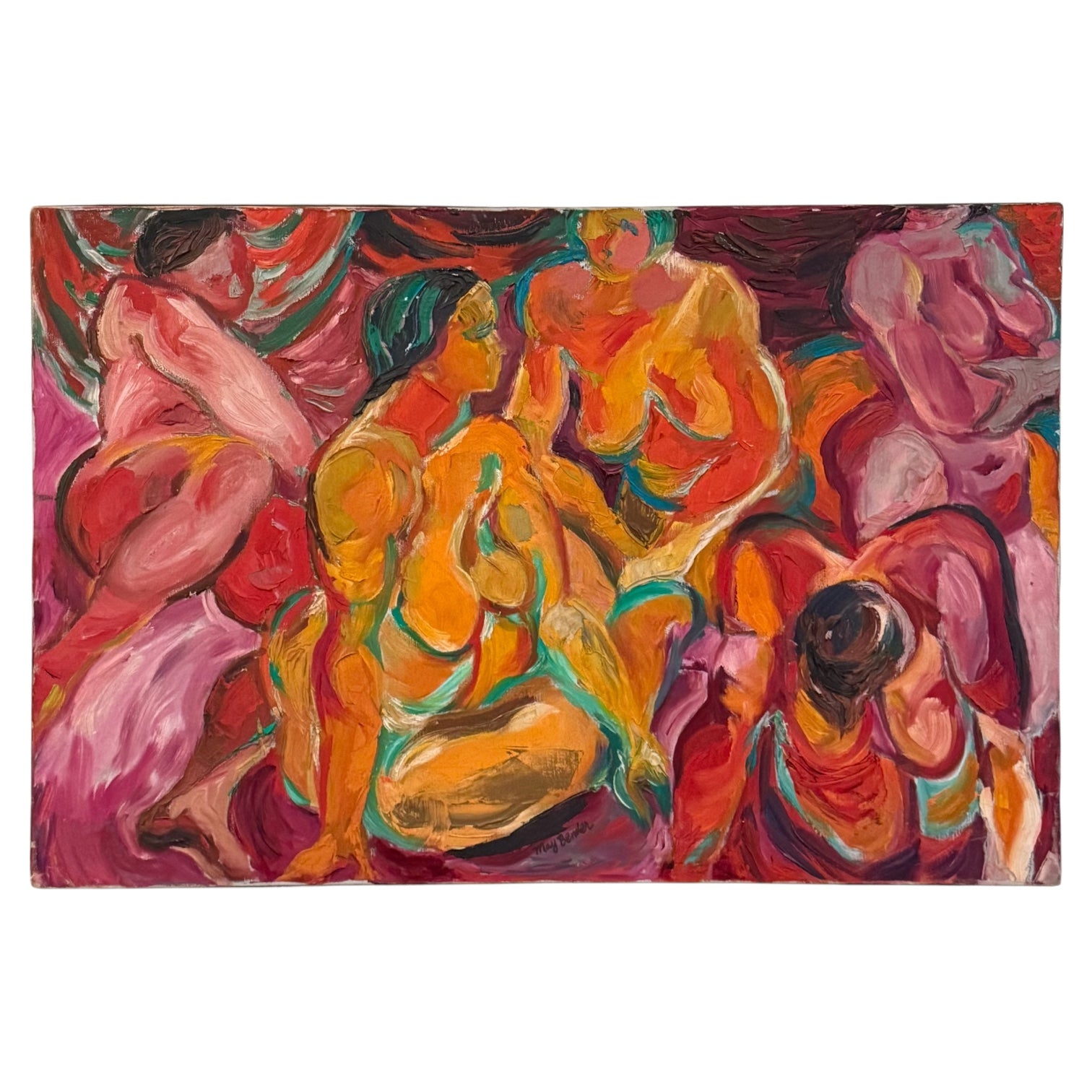 Figurative Oil Painting in Pinks and Warm Tones