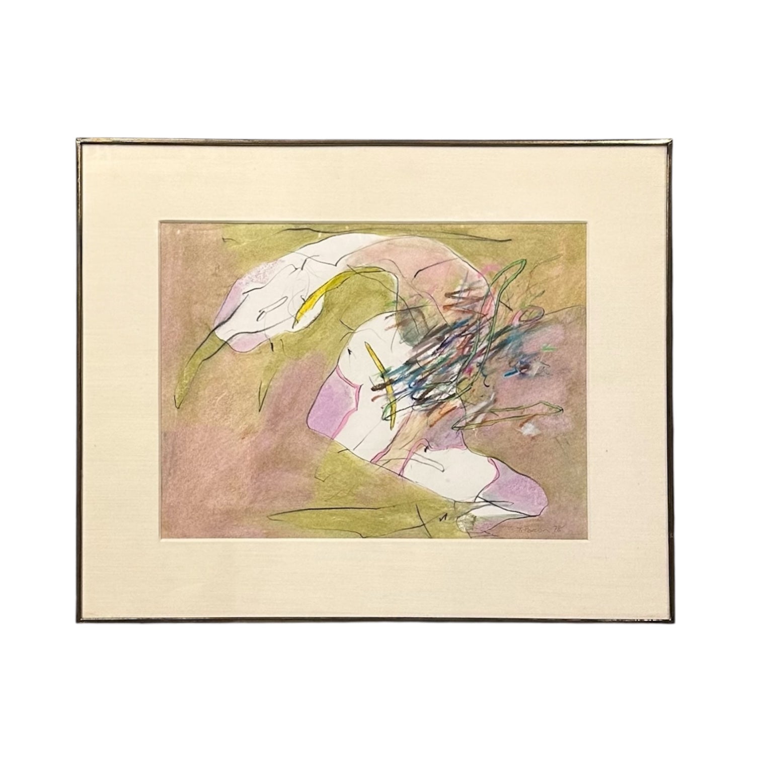 1978 Mixed Media Abstract in Contrasting Pale Tones