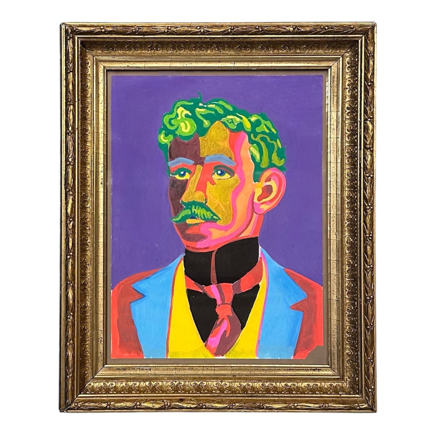 Bold Colored Portrait of a Gentleman with a Mustache