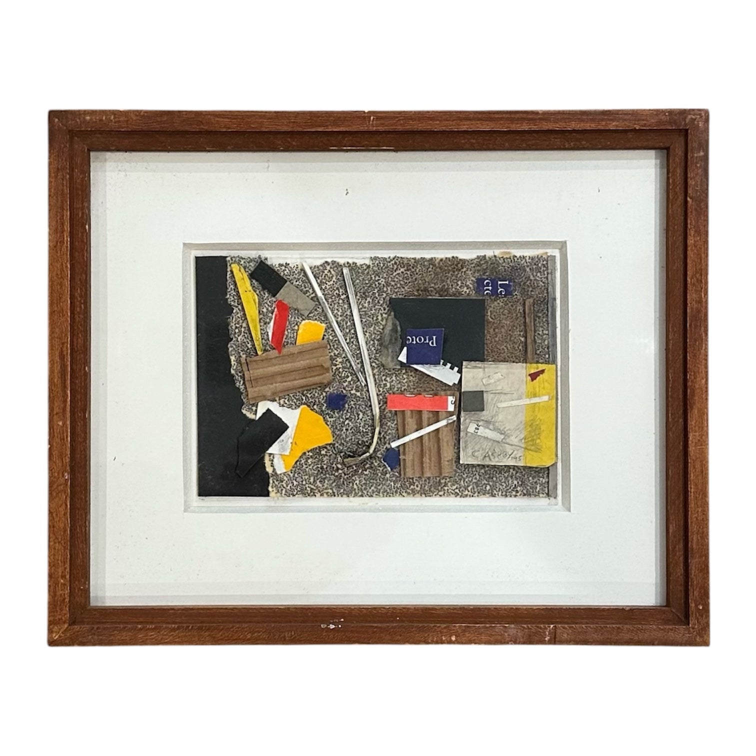 1995 Mixed Media Collage in Red Yellow and Blue