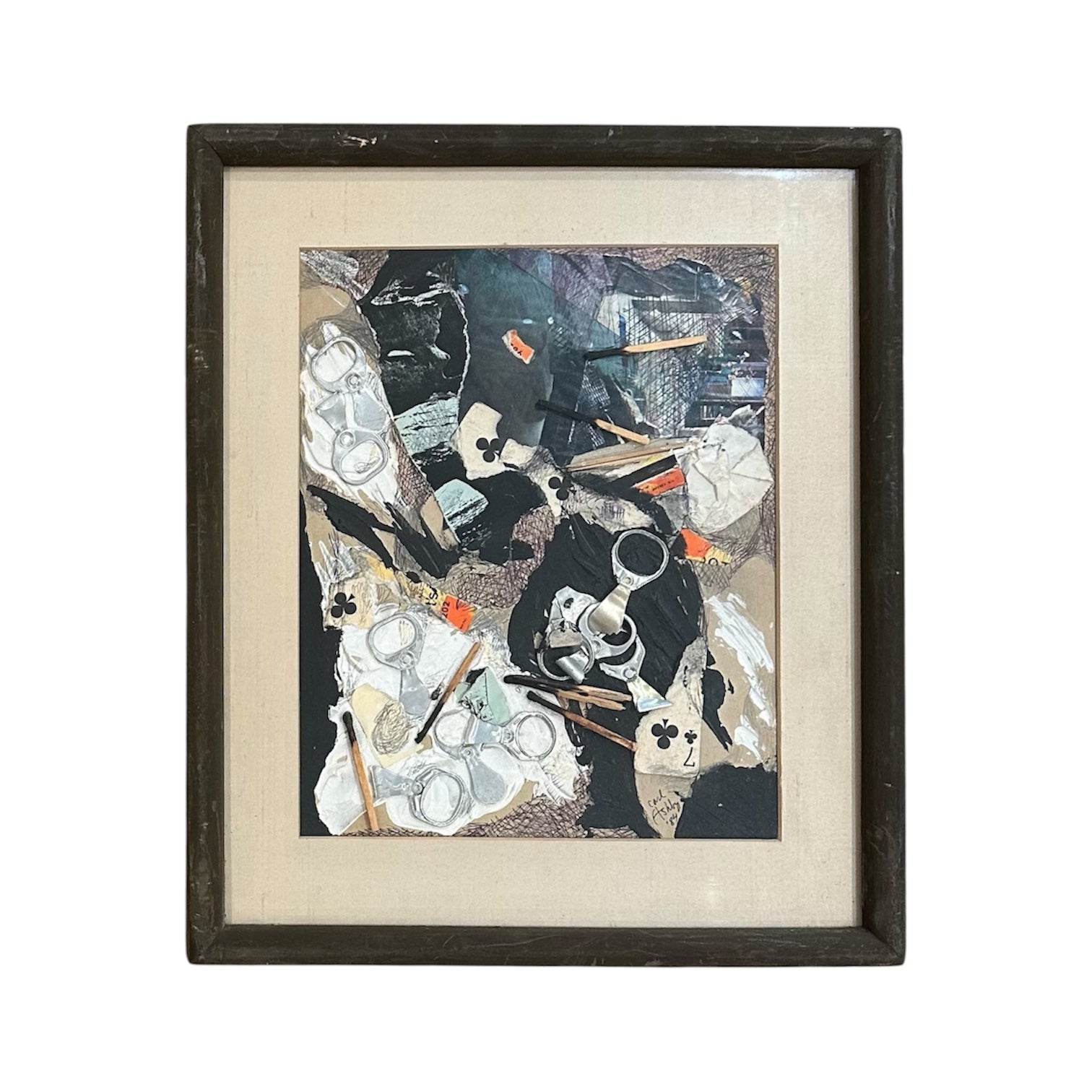1984 Narrative Mixed Media Collage in Blacks and Red