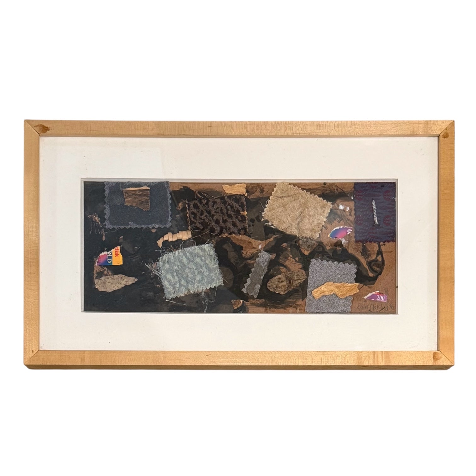1998 Mixed Media with Found Objects Fabric and Ephemera in Original Gallery-Style Frame