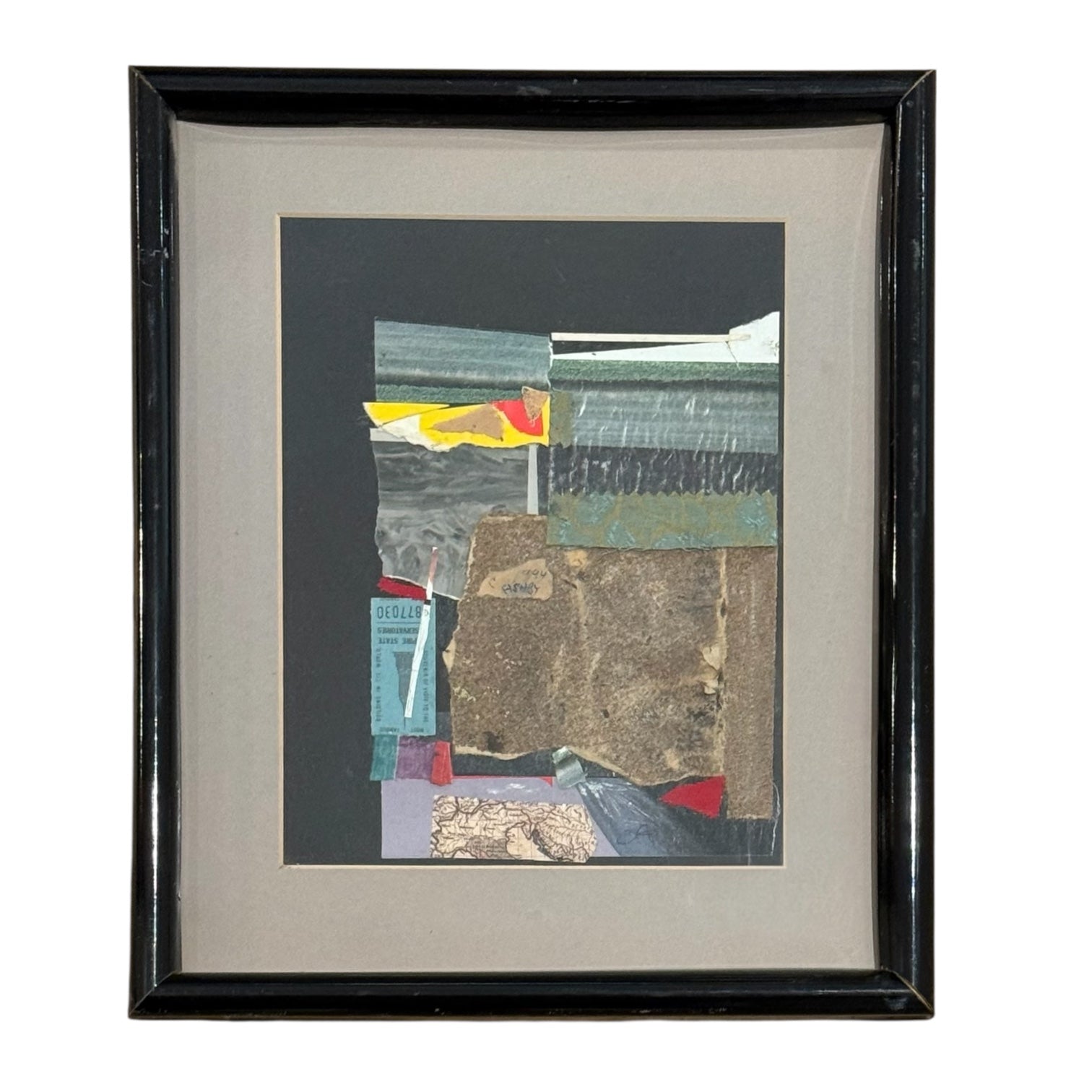 1995 Mixed Media Collage in Original Vintage Frame