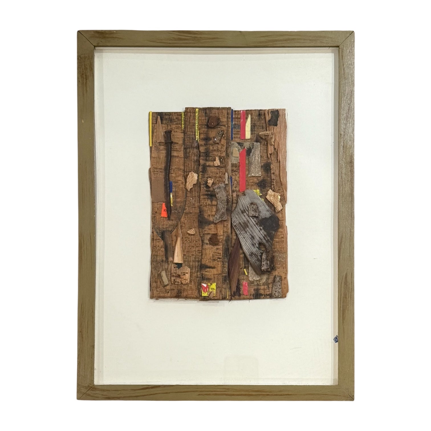 1995—1998 Mixed Media Collage of Wood Pieces and Ephemera in Gallery-Style Frame