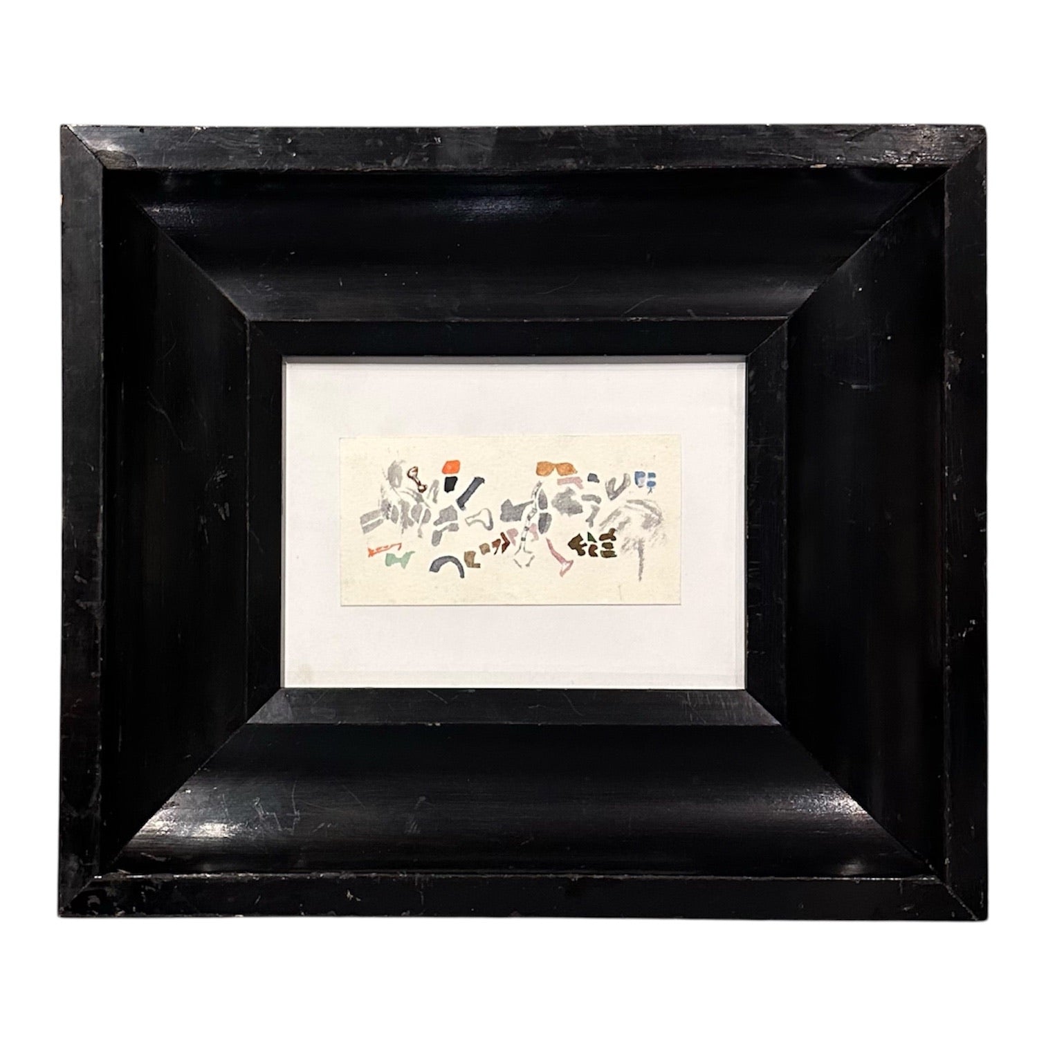 Vintage Abstract Gouache in Wide Antique Ebonized Frame