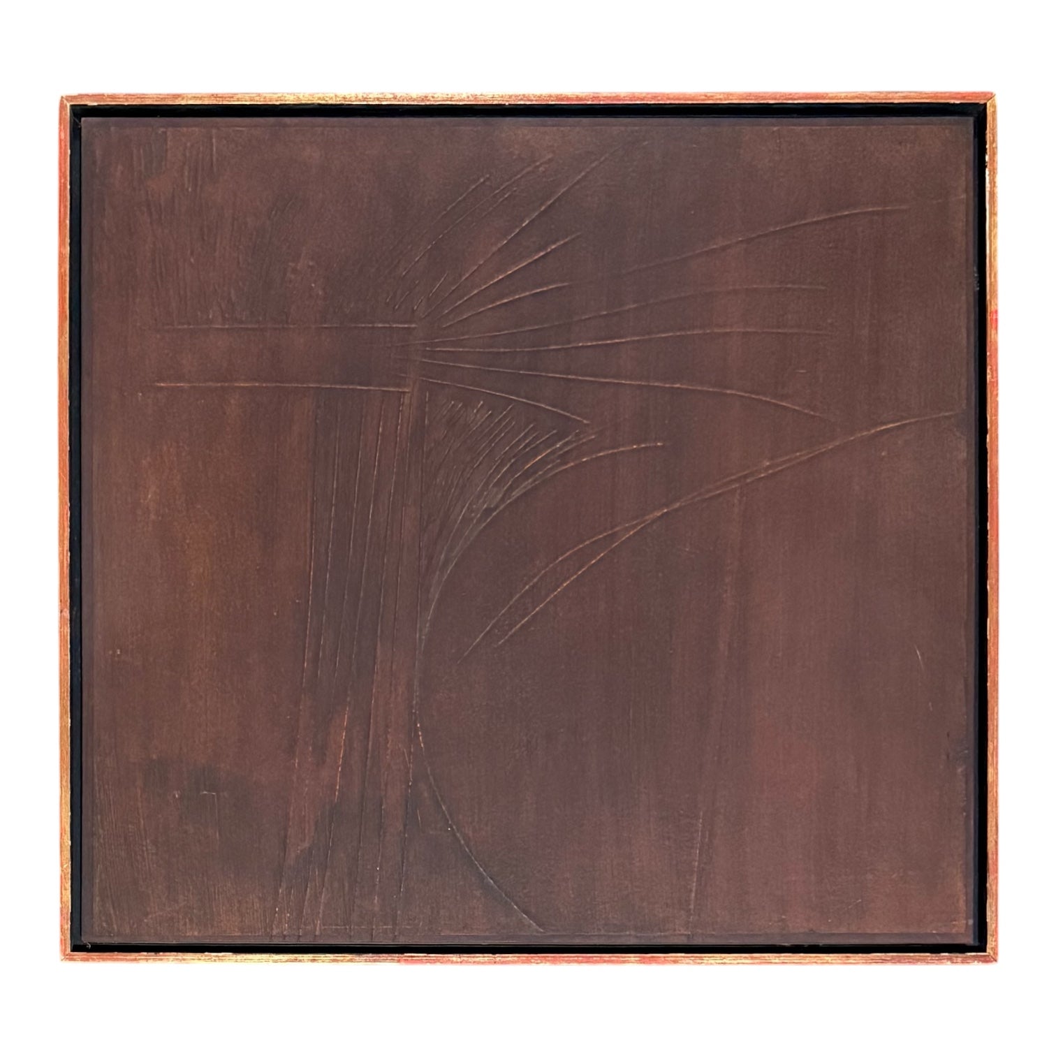 Colorfield Oil Painting with Debossed Linework in Original Vintage Float Frame