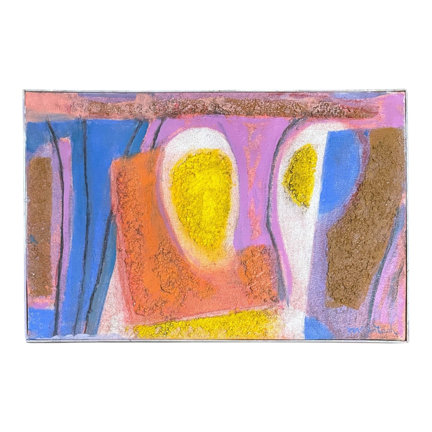Abstracted Portraits in Vibrant Coloration in Original Lathe Frame