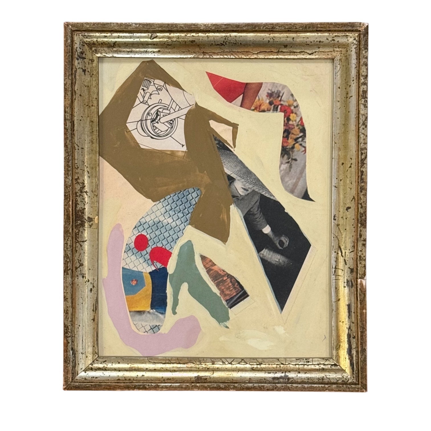 Mid-Century Mixed Media Collage in 19th Century Gilt Frame