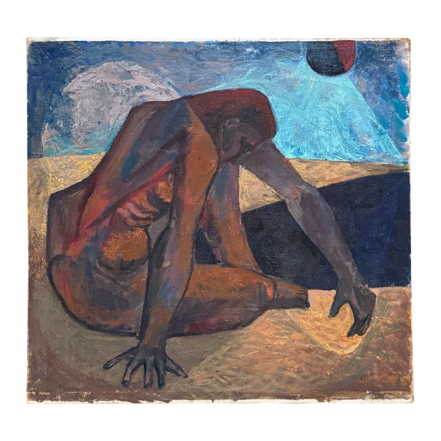 Cubist Figure in Landscape Oil on Canvas
