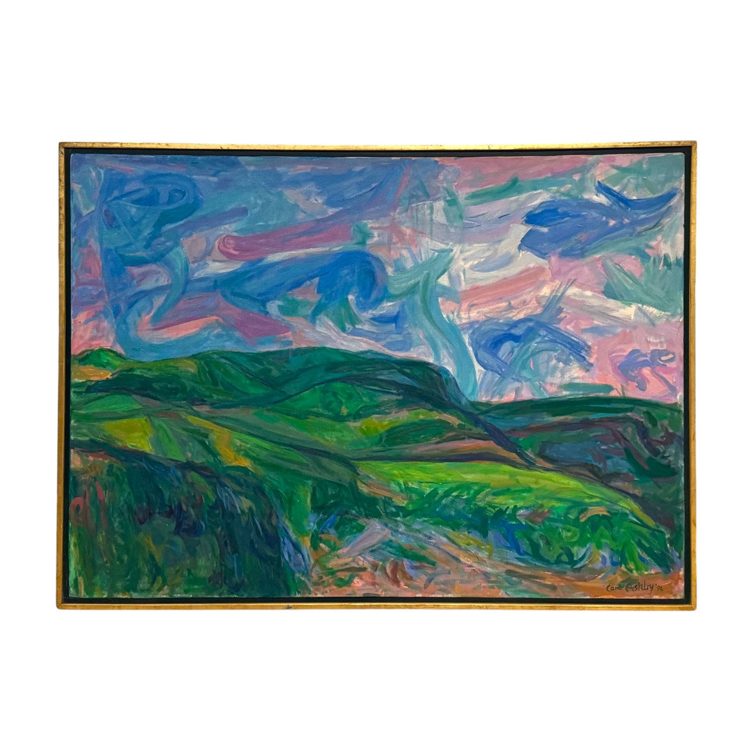 Vintage Fauvist Landscape Oil on Canvas, Framed