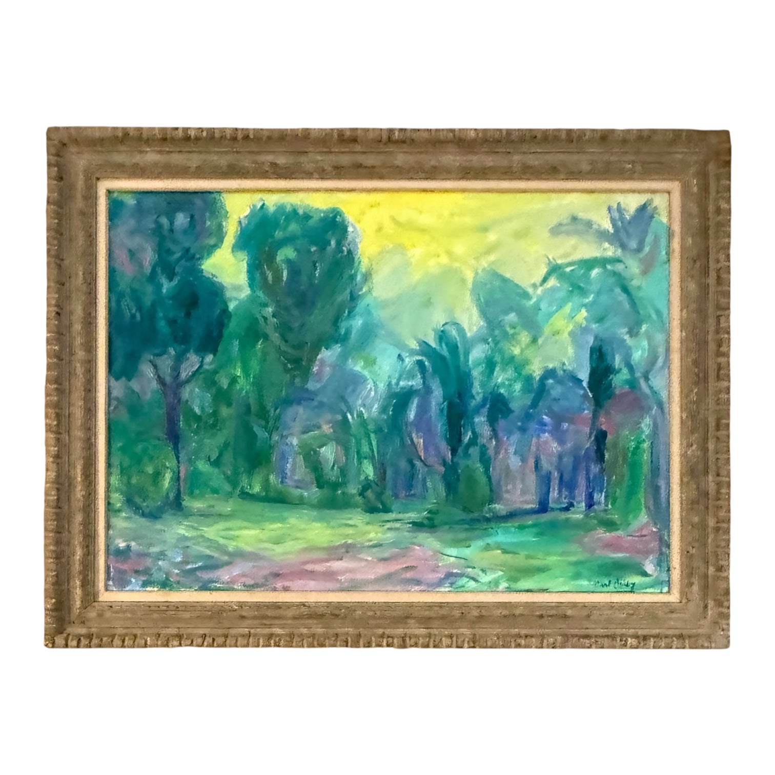 Saturated Lush Landscape with Yellow Sky, Framed