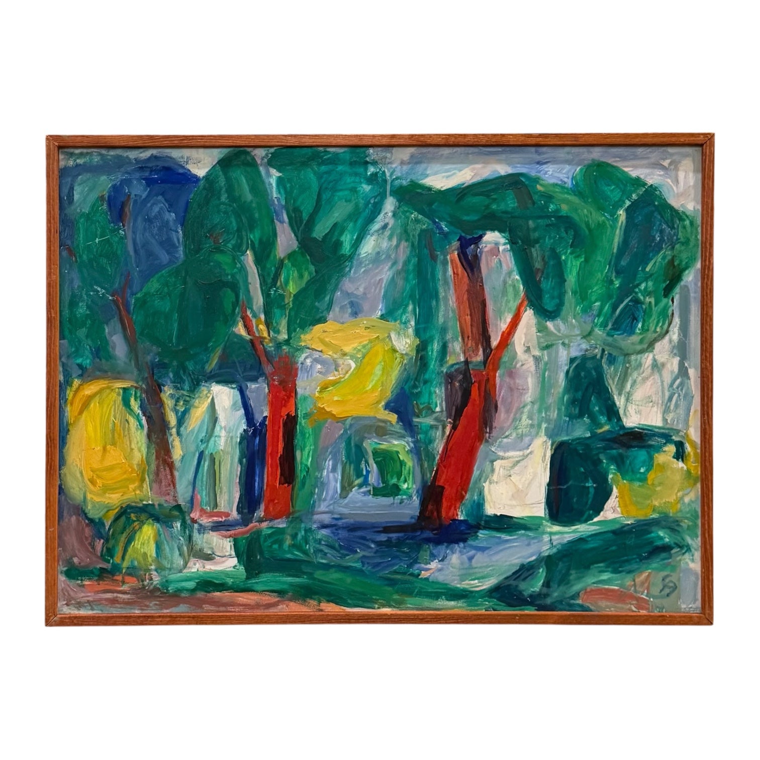 Vintage Modernist Colorful Abstract Landscape