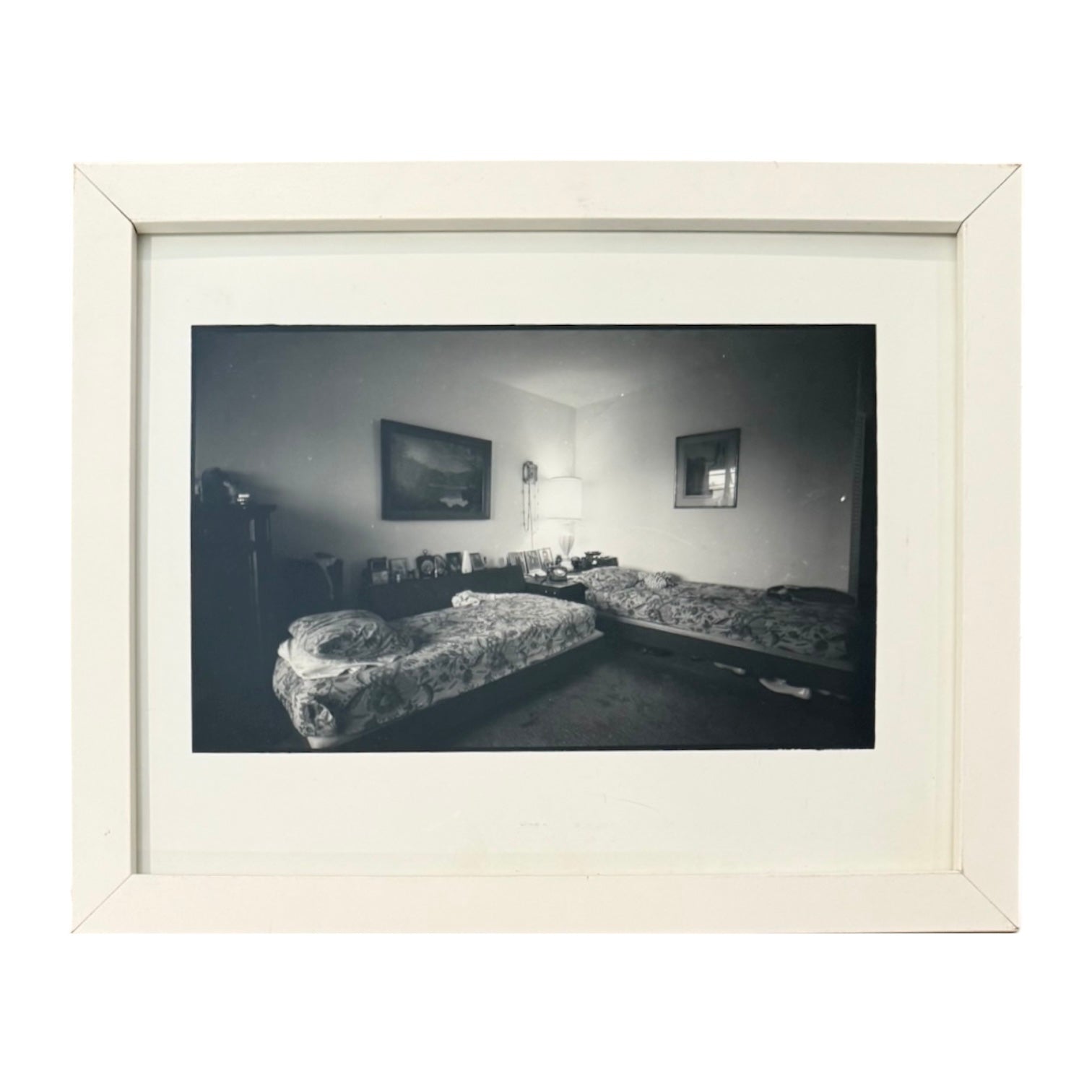 Vintage Silver Gelatin B&W Photo Interior Scene Framed #1